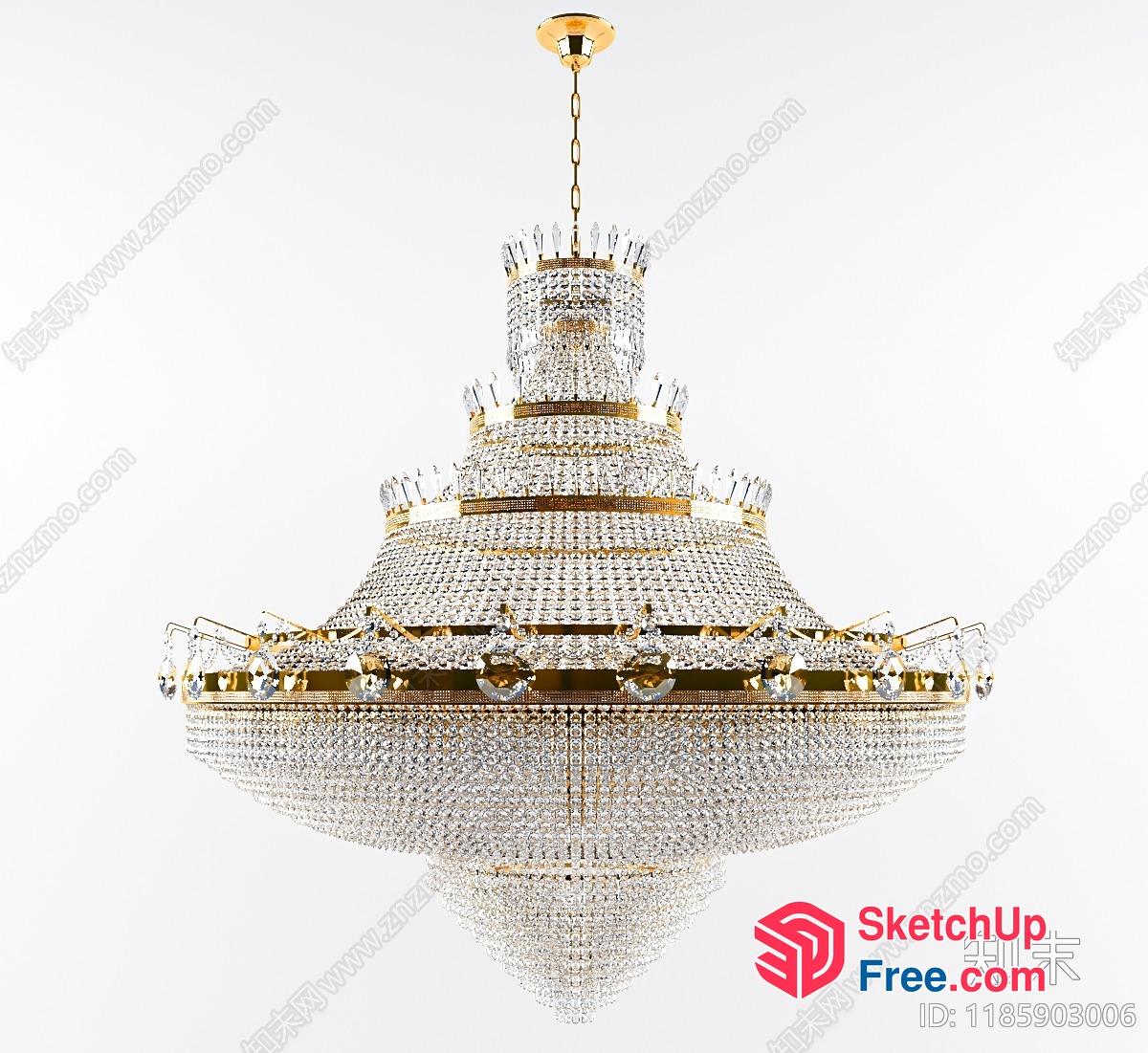 Elegant And Ornate Chandelier With Crystal Details 3D SketchUp File