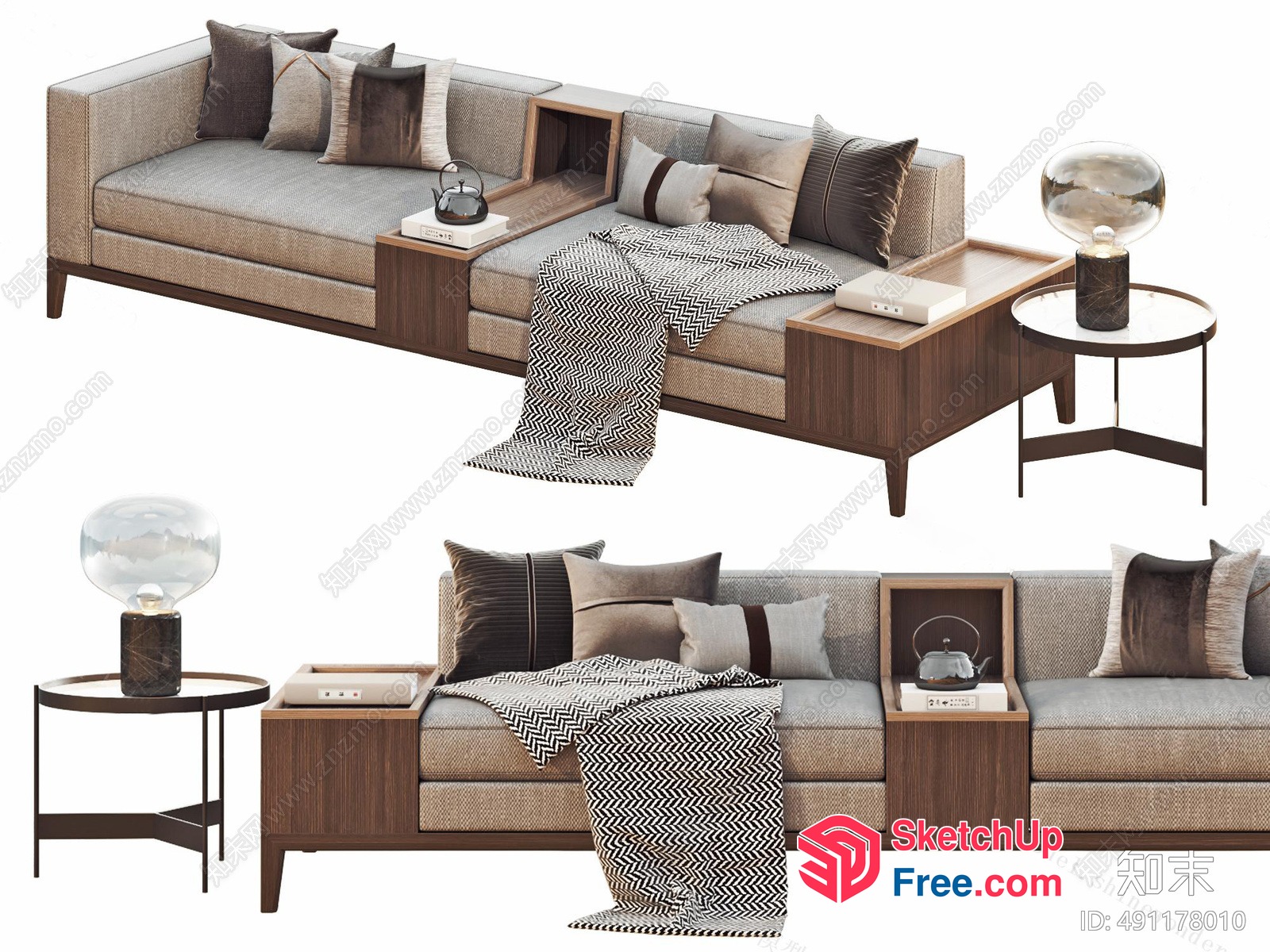 Modern Minimalist Living Room Furniture Set 3D SketchUp File