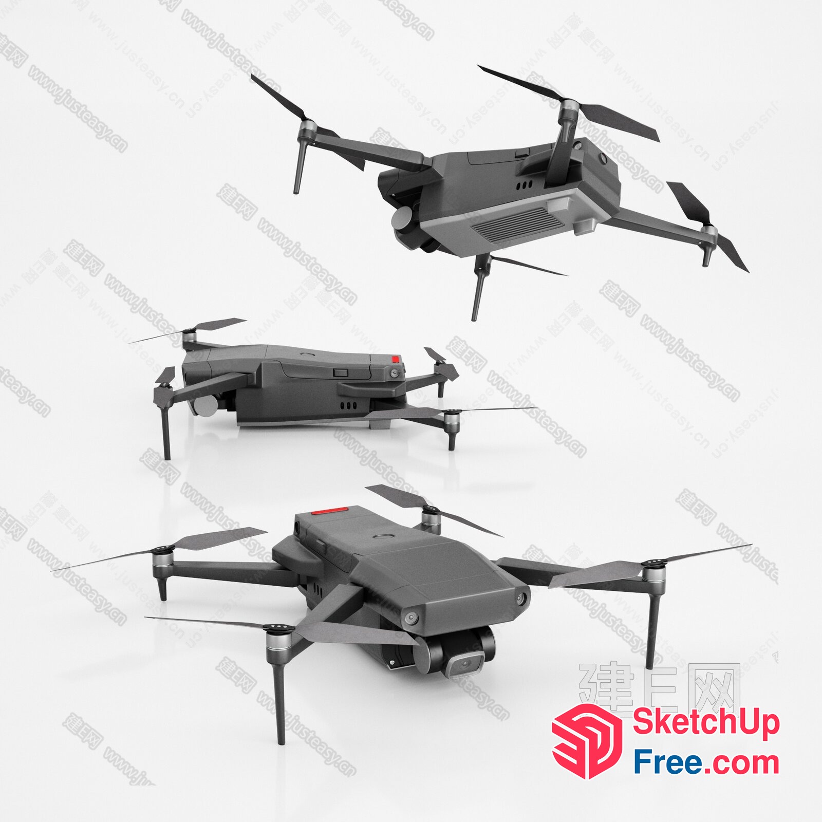 Grey Drone 3D Model 3D SketchUp File
