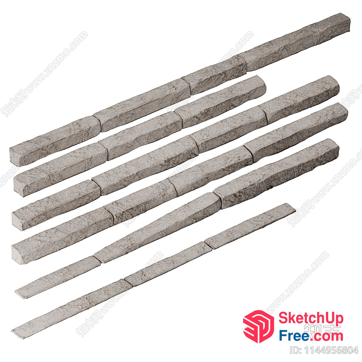 Set Of Long, Thin, Rectangular Stones 3D SketchUp File