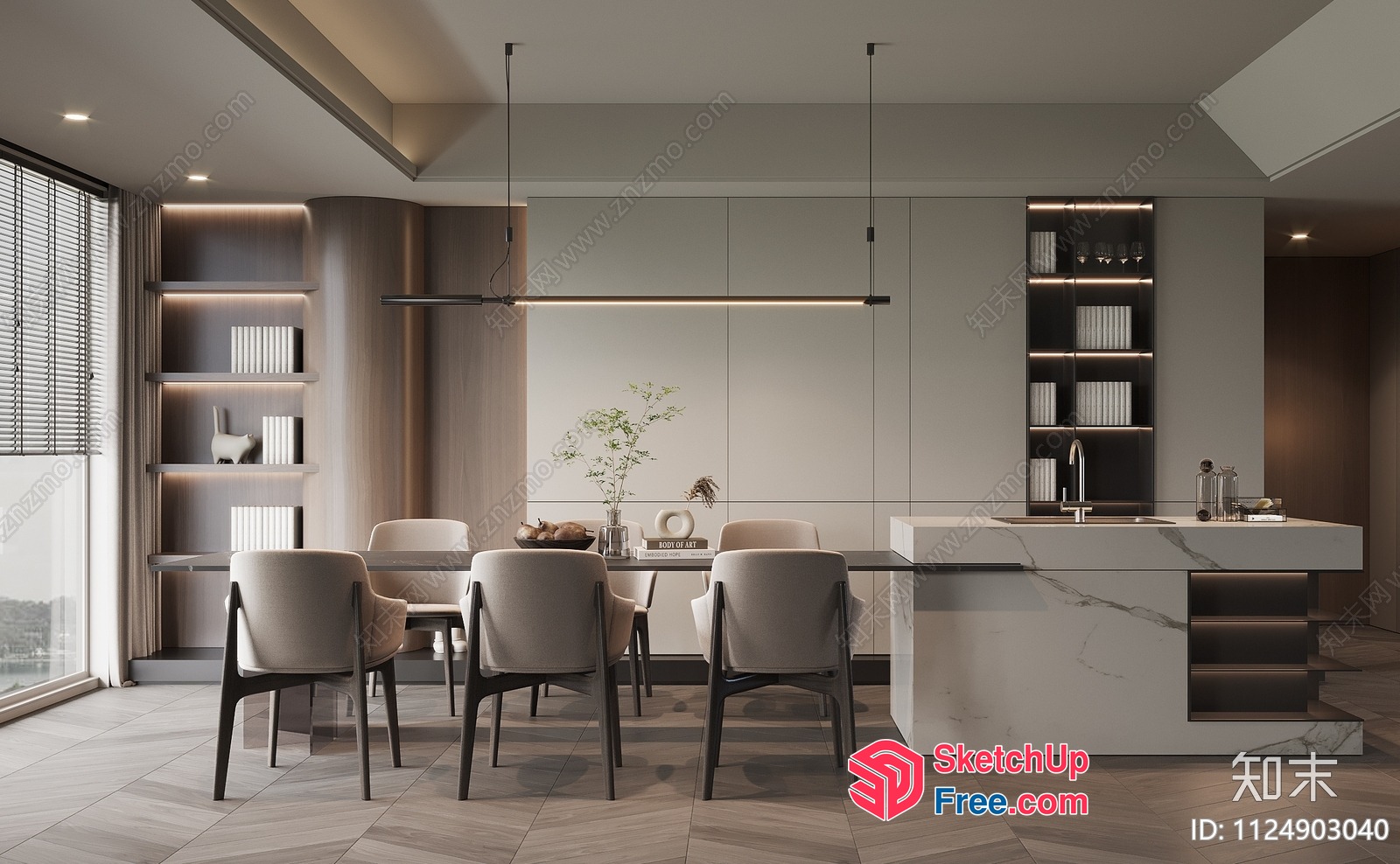 Modern Dining Room With Sleek And Elegant Furniture 3D SketchUp File