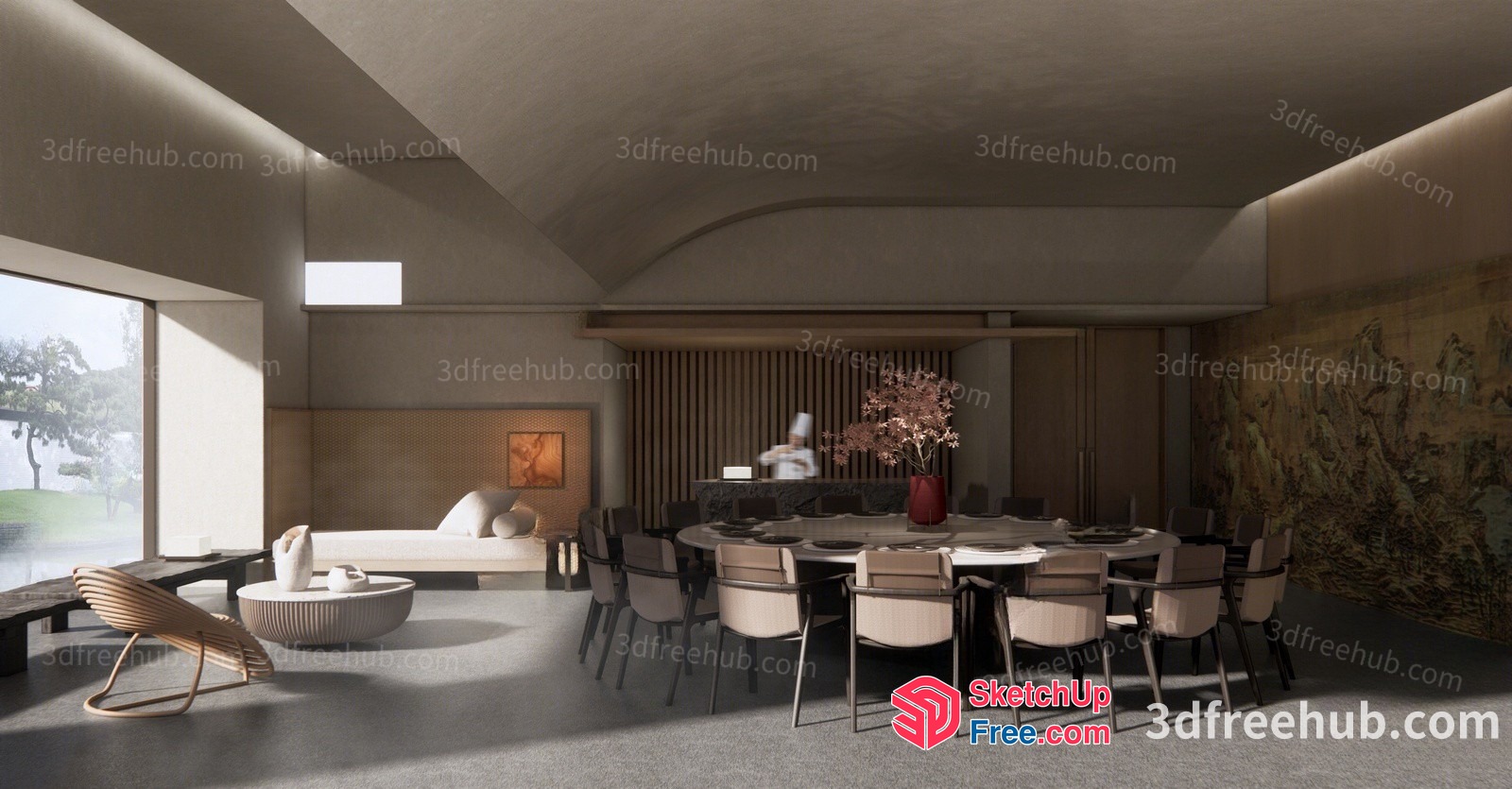 Modern Minimalist Dining Room With Natural Light 3D SketchUp File