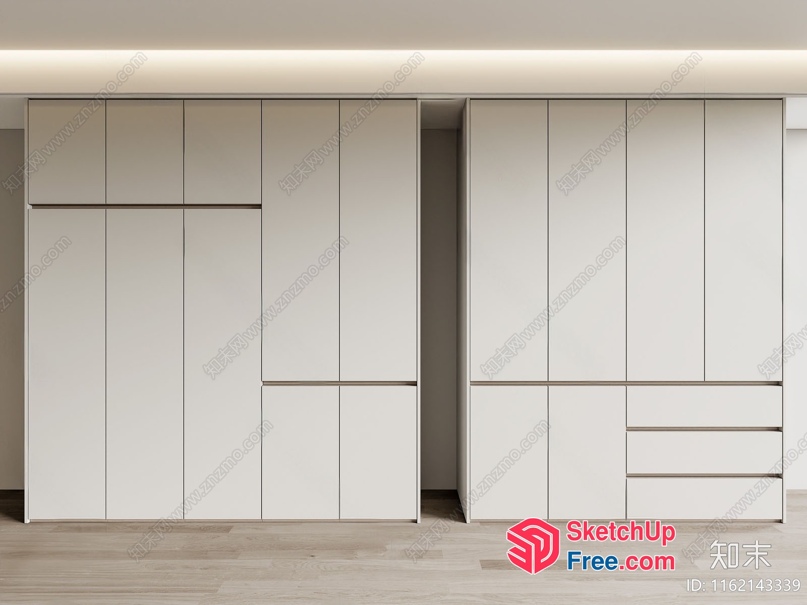 Minimalist White Wardrobes 3D SketchUp File
