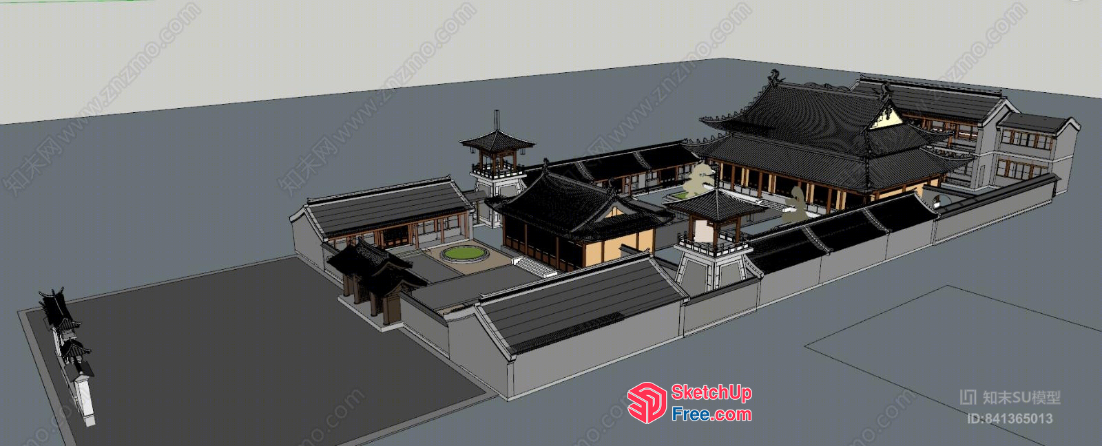 Traditional Japanese Villa With Ornate Roof And Courtyard 3D SketchUp File
