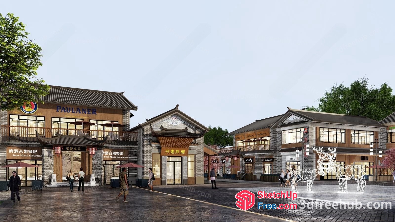 Modern Asian Street Scene 3D SketchUp File