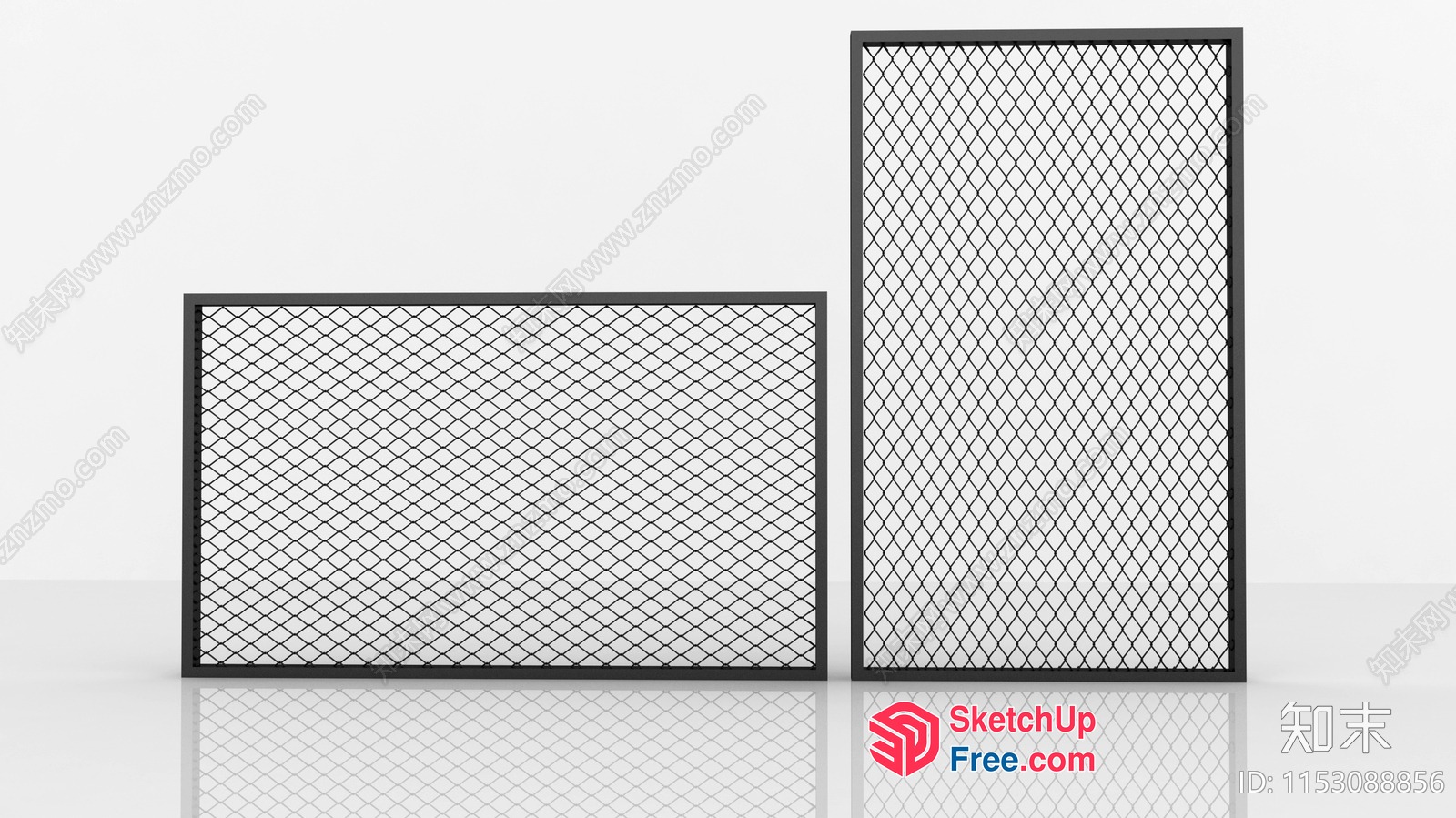 Two Rectangular Wire Mesh Panels 3D SketchUp File