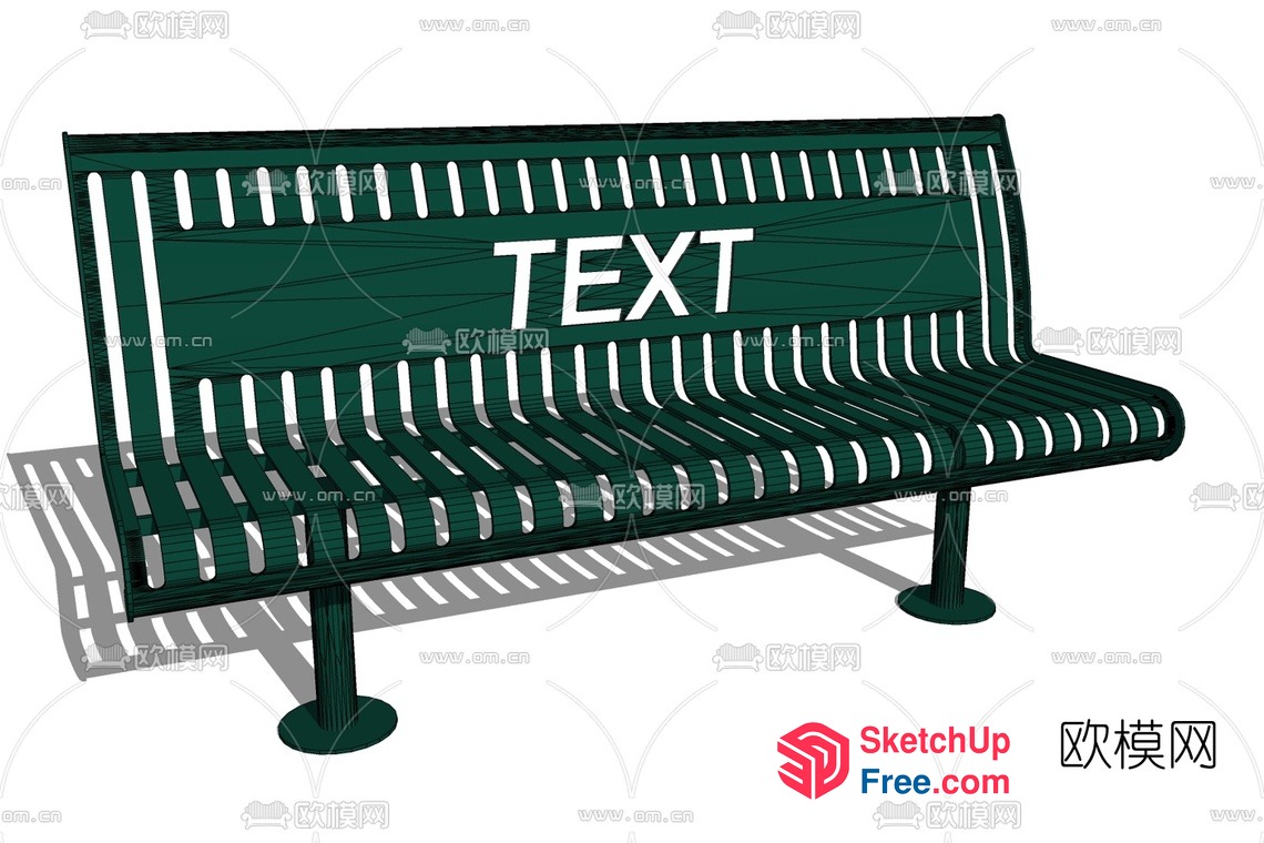Green Bench With Text And Shadow 3D SketchUp File