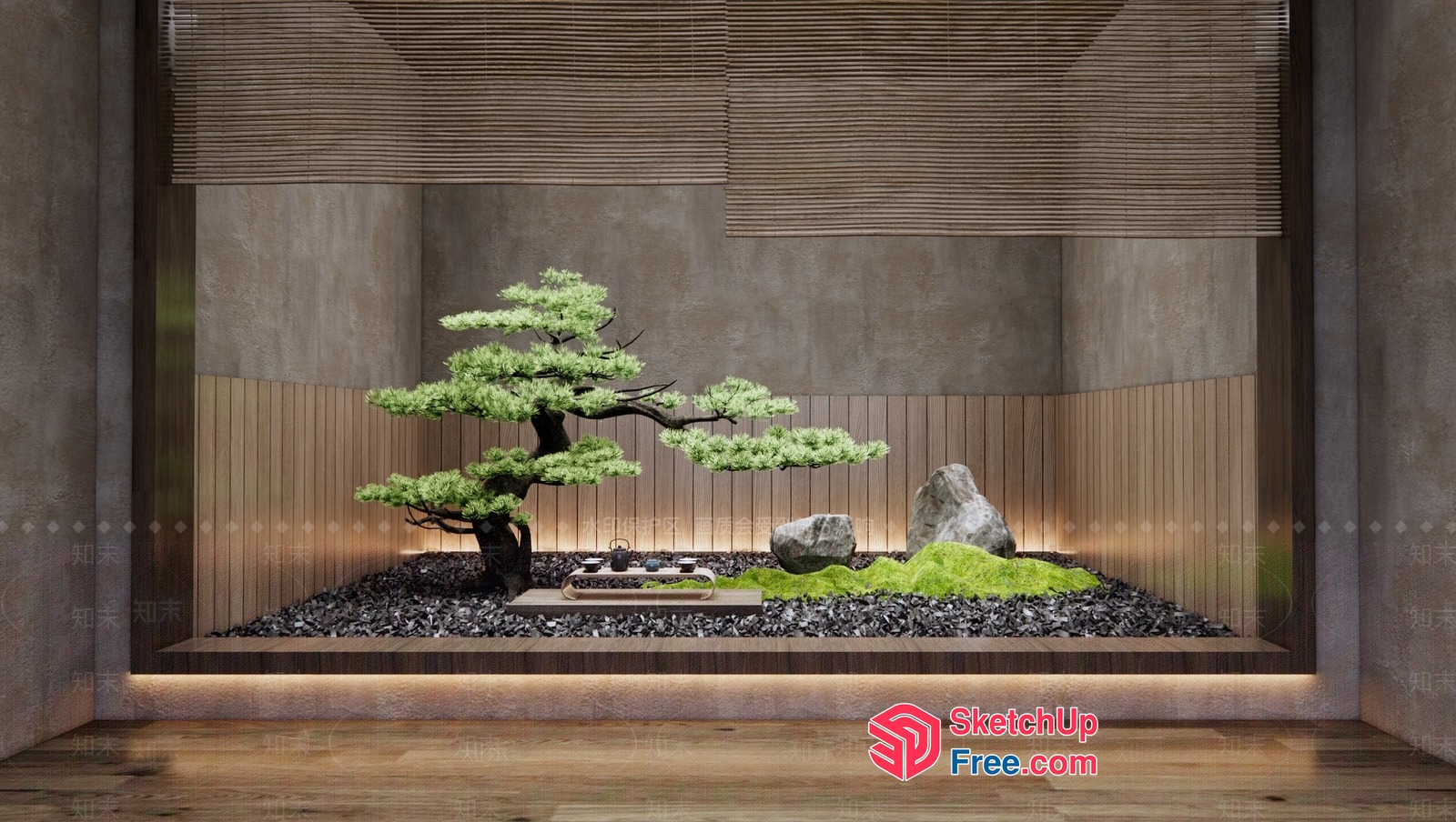 Japanese-Inspired Zen Garden Interior 3D SketchUp File
