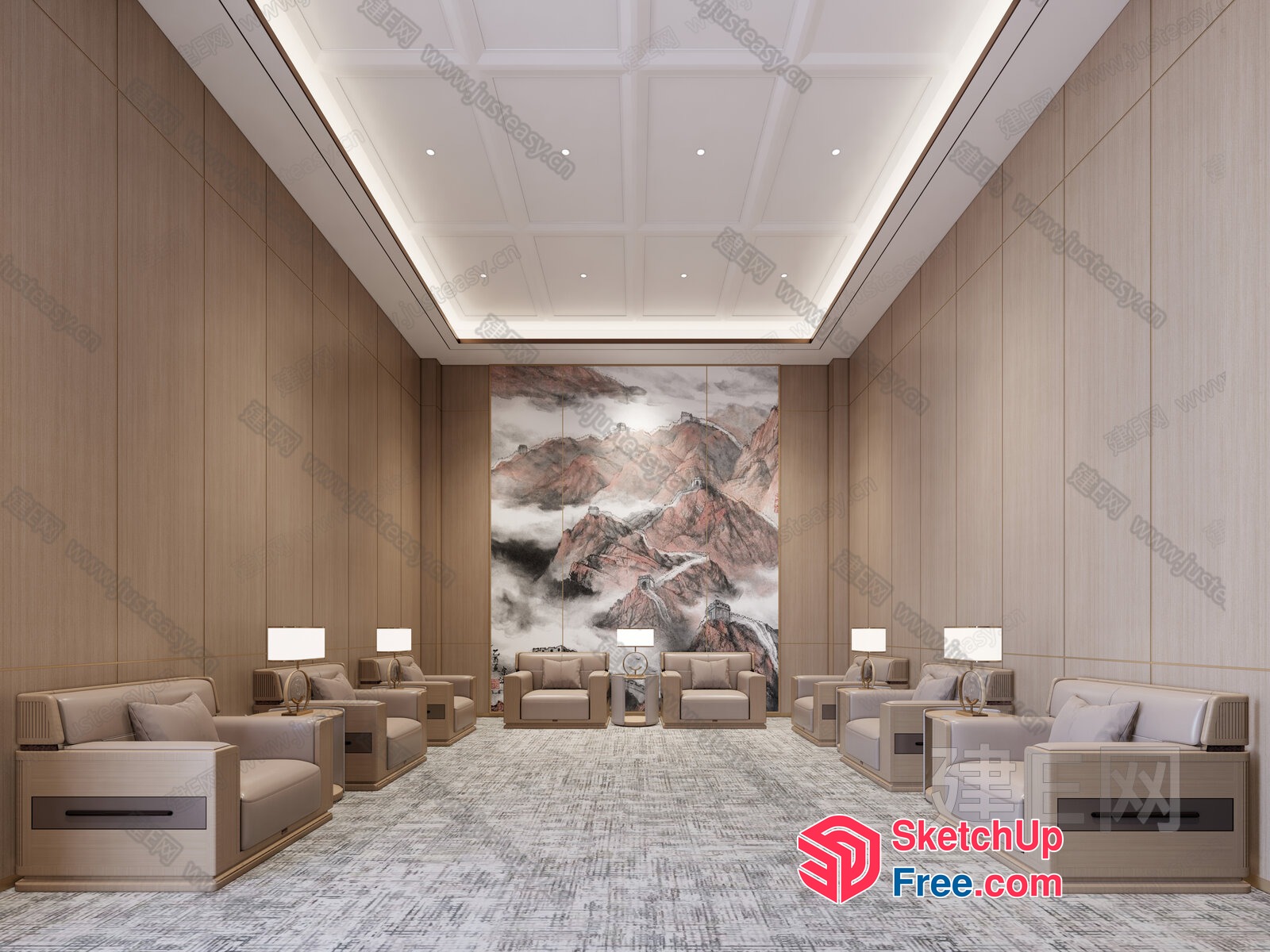 Elegant Minimalist Living Room Interior 3D SketchUp File