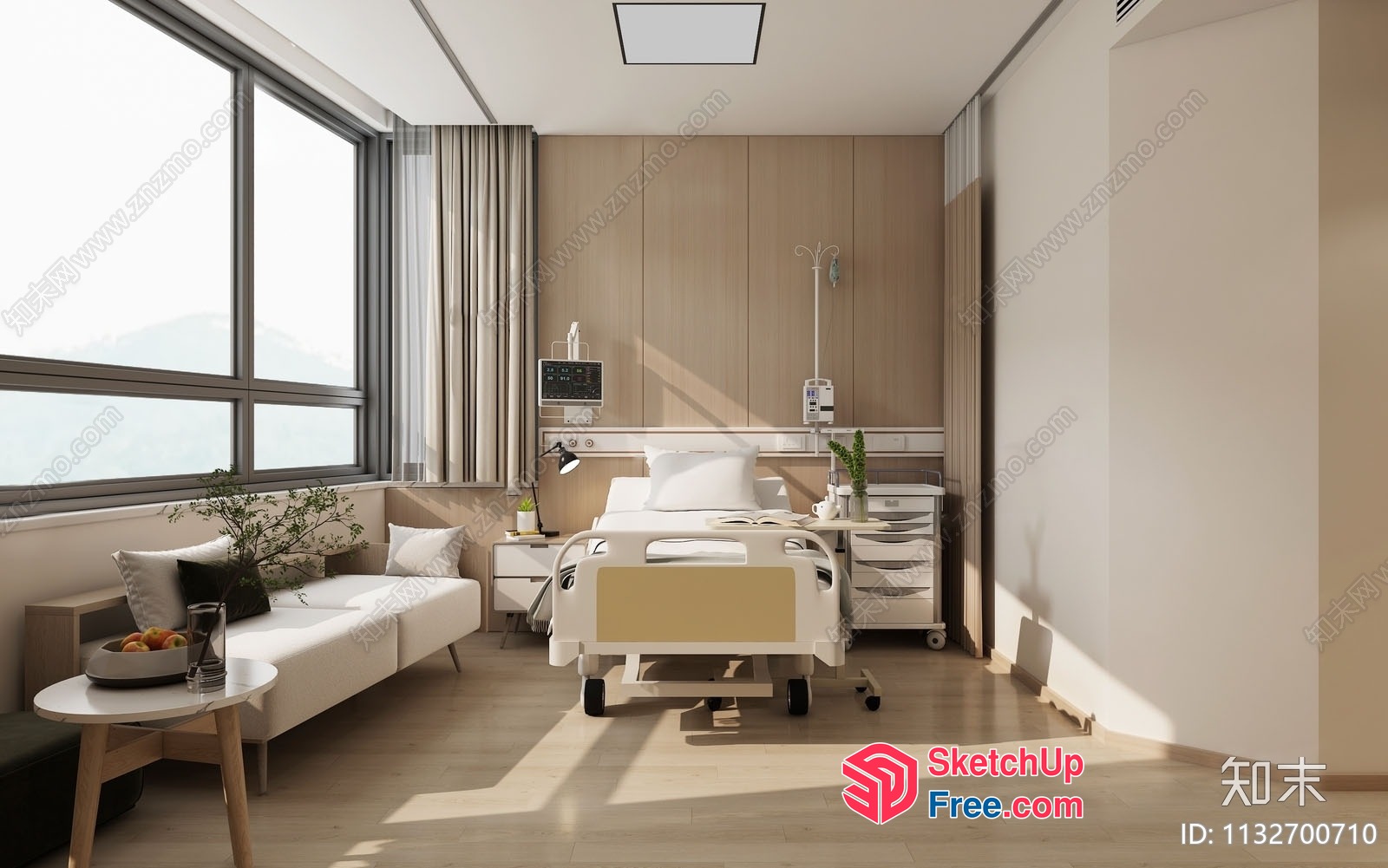Modern Hospital Room With Natural Light 3D SketchUp File