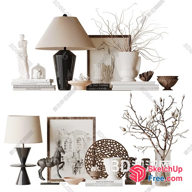 Elegant Monochromatic Interior Decor 3D SketchUp File