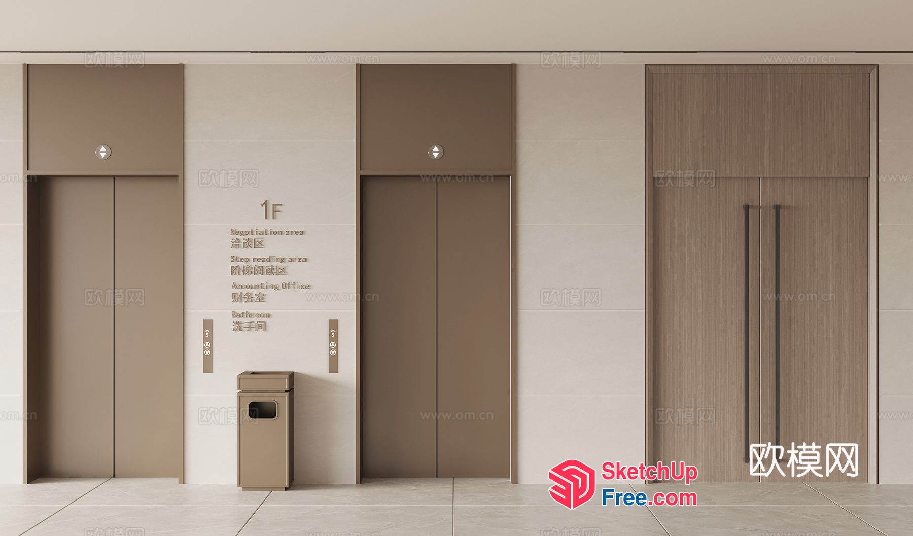 Elevator Doors And Stairs 3D SketchUp File