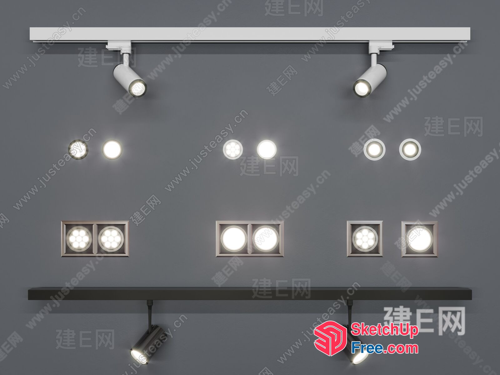 Track Lighting Fixtures 3D SketchUp File