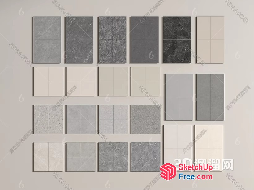 Grey And White Tile Samples 3D SketchUp File