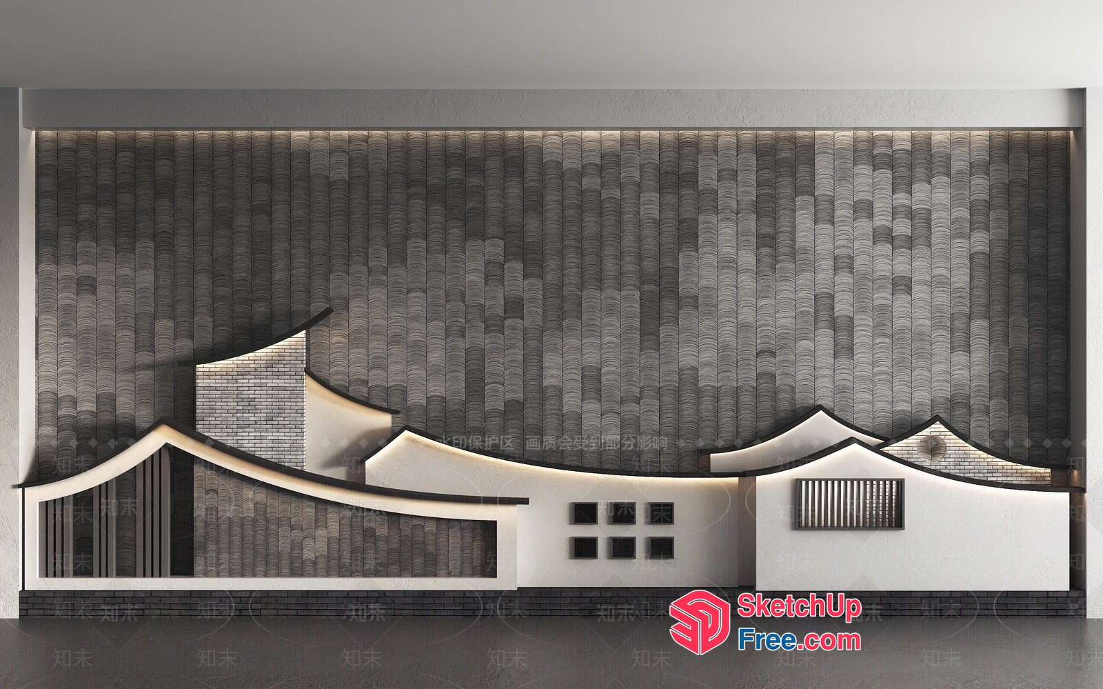 Traditional Japanese Roofline Interior Design 3D SketchUp File