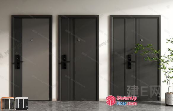 Three Doors In A Row 3D SketchUp File