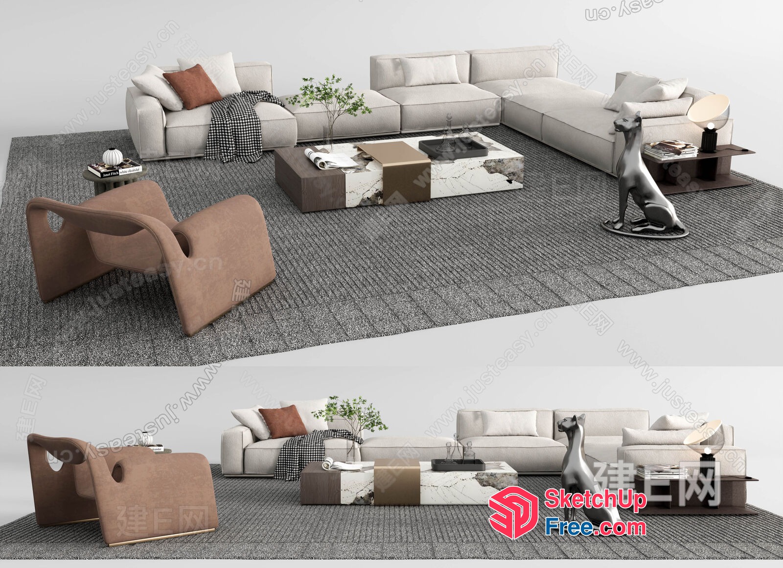 Modern Living Room With Sleek Furniture And Decor 3D SketchUp File