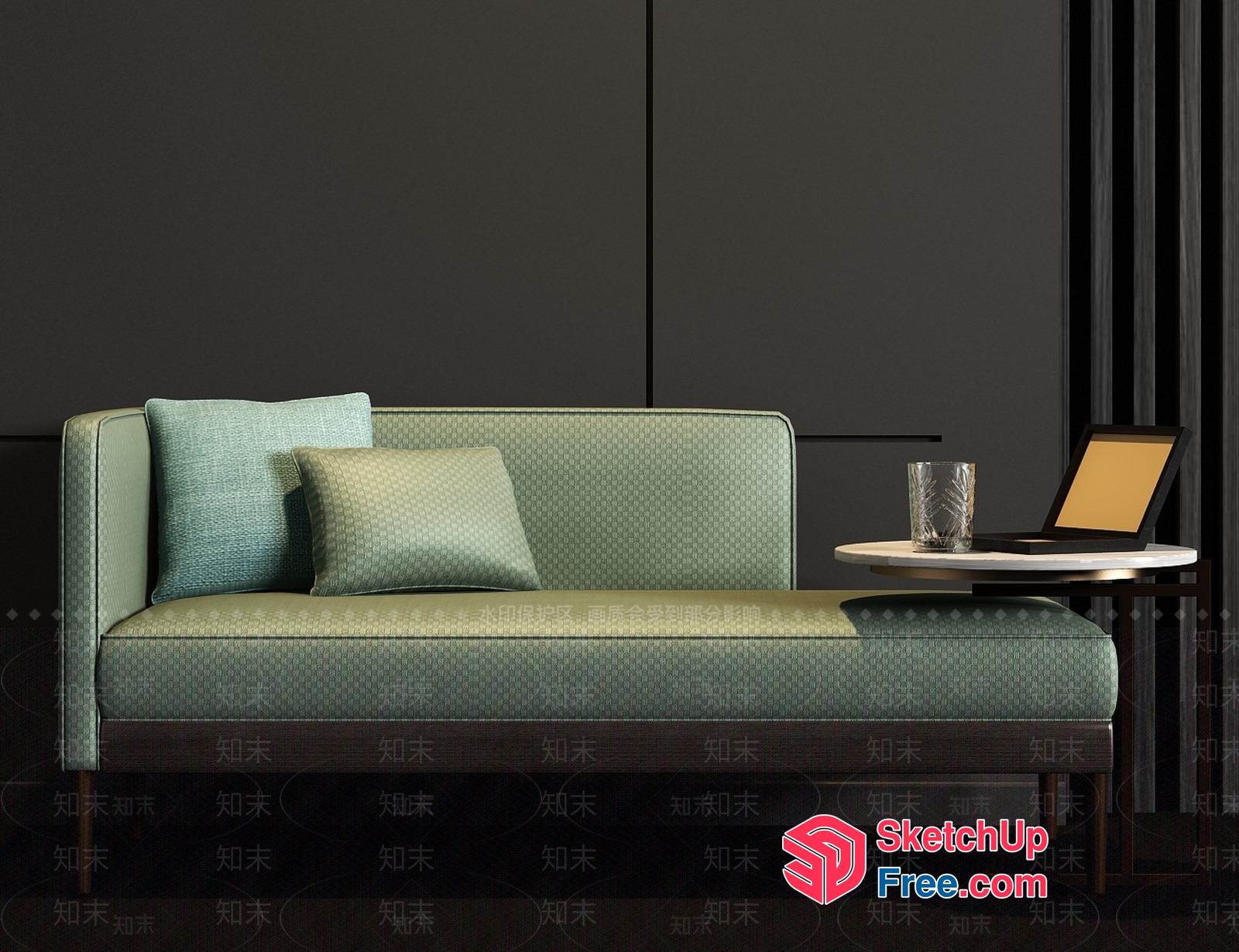Modern Sofa With Pillows And Table 3D SketchUp File