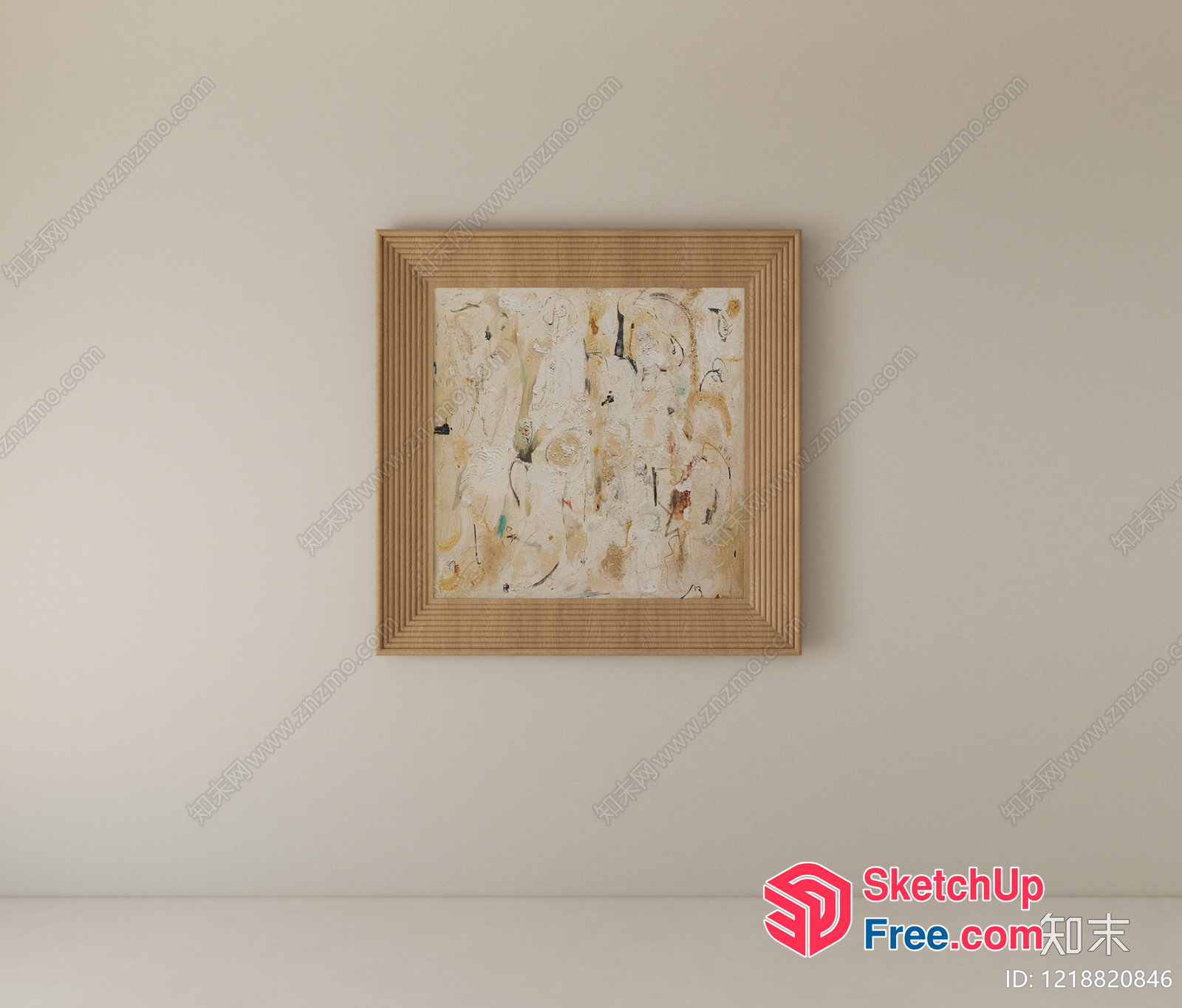 Abstract Painting In A Simple Wooden Frame 3D SketchUp File