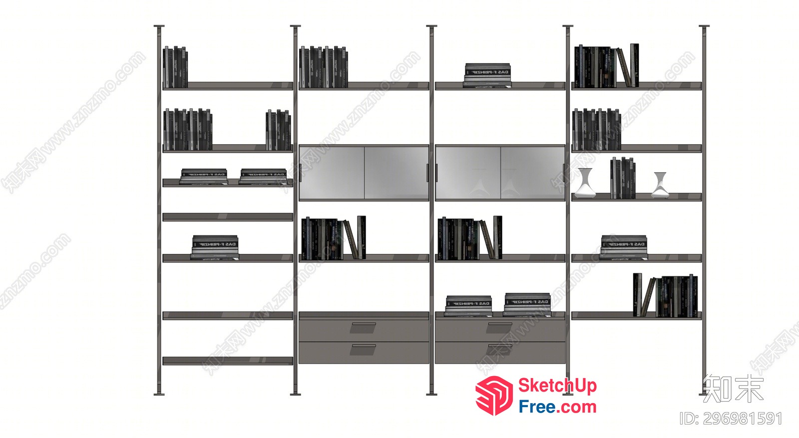 Bookcase With A Shelf And Drawers 3D SketchUp File