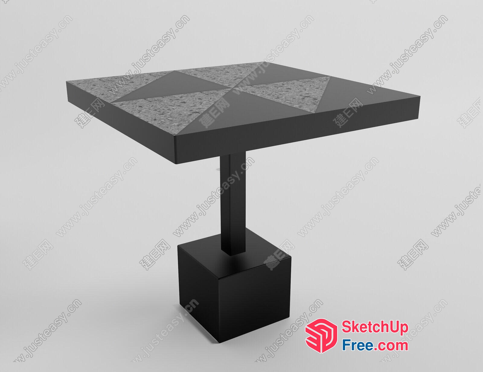 Simple Square Table Design With Stone Top 3D SketchUp File
