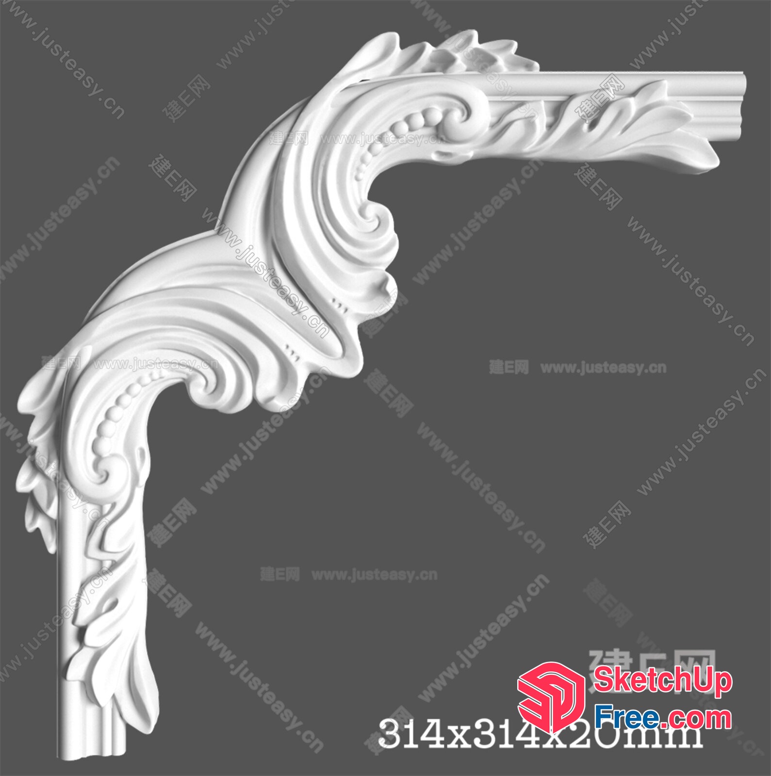 Ornate White Carved Moulding 3D SketchUp File