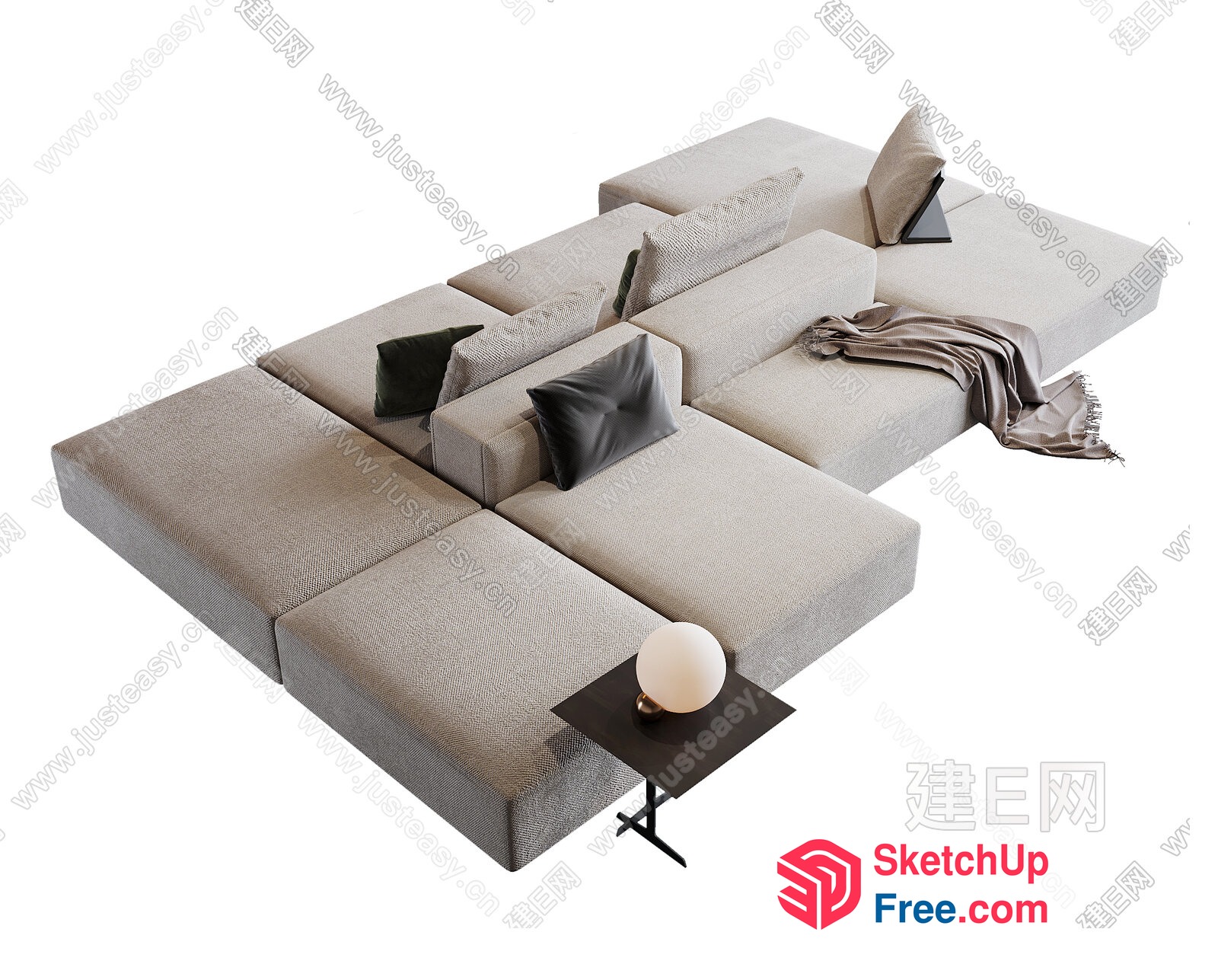 Modern Minimalist Living Room Furniture Arrangement 3D SketchUp File