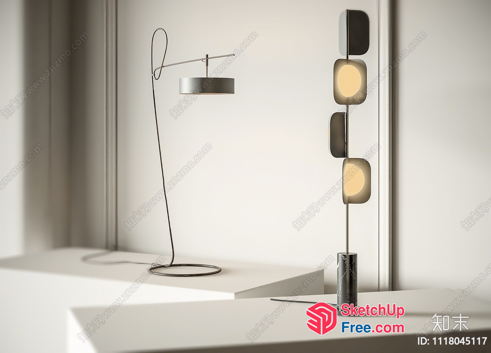 Modern Minimalist Table Lamps And Stool 3D SketchUp File