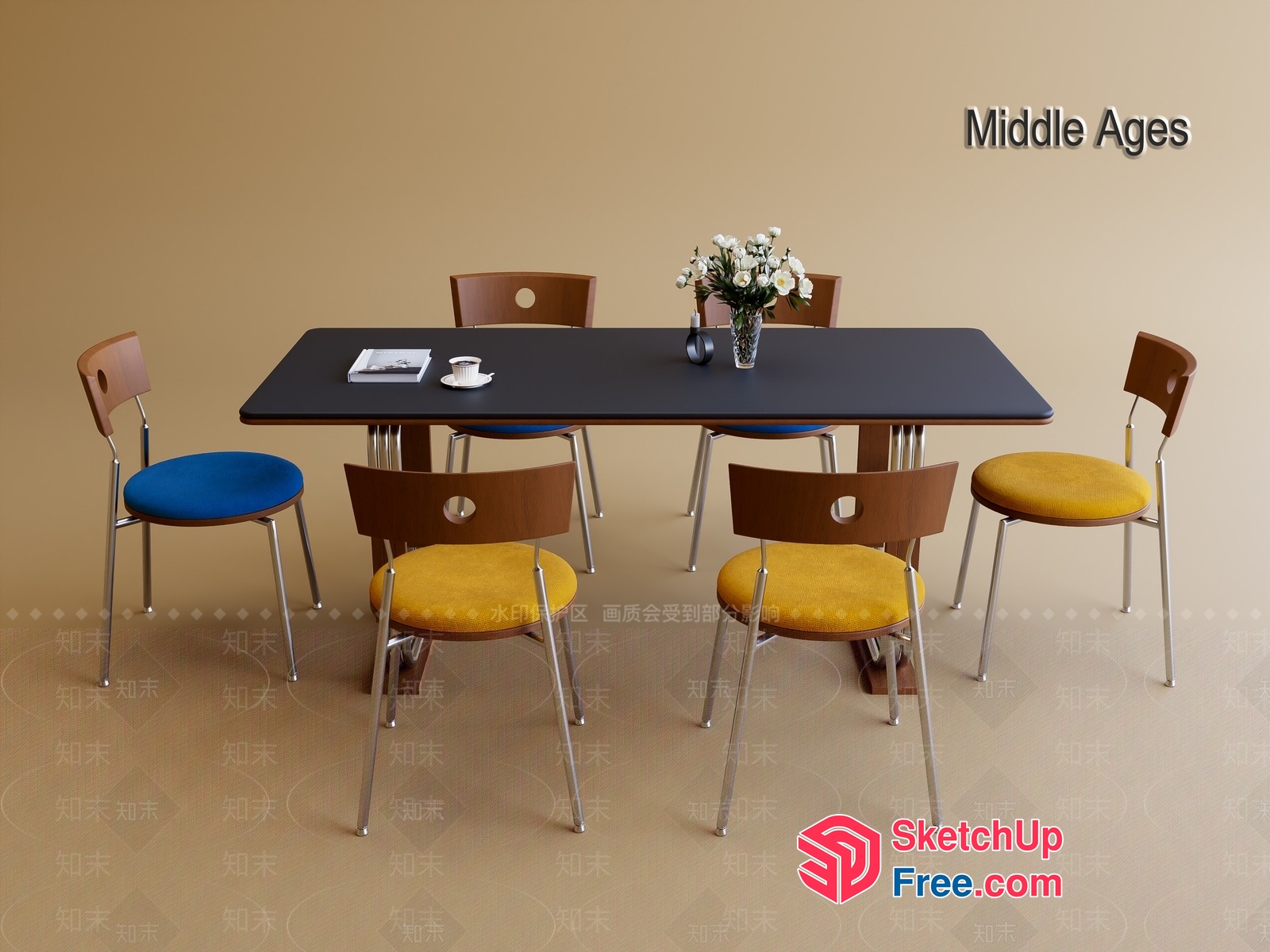 Mid-Century Modern Office Furniture 3D SketchUp File