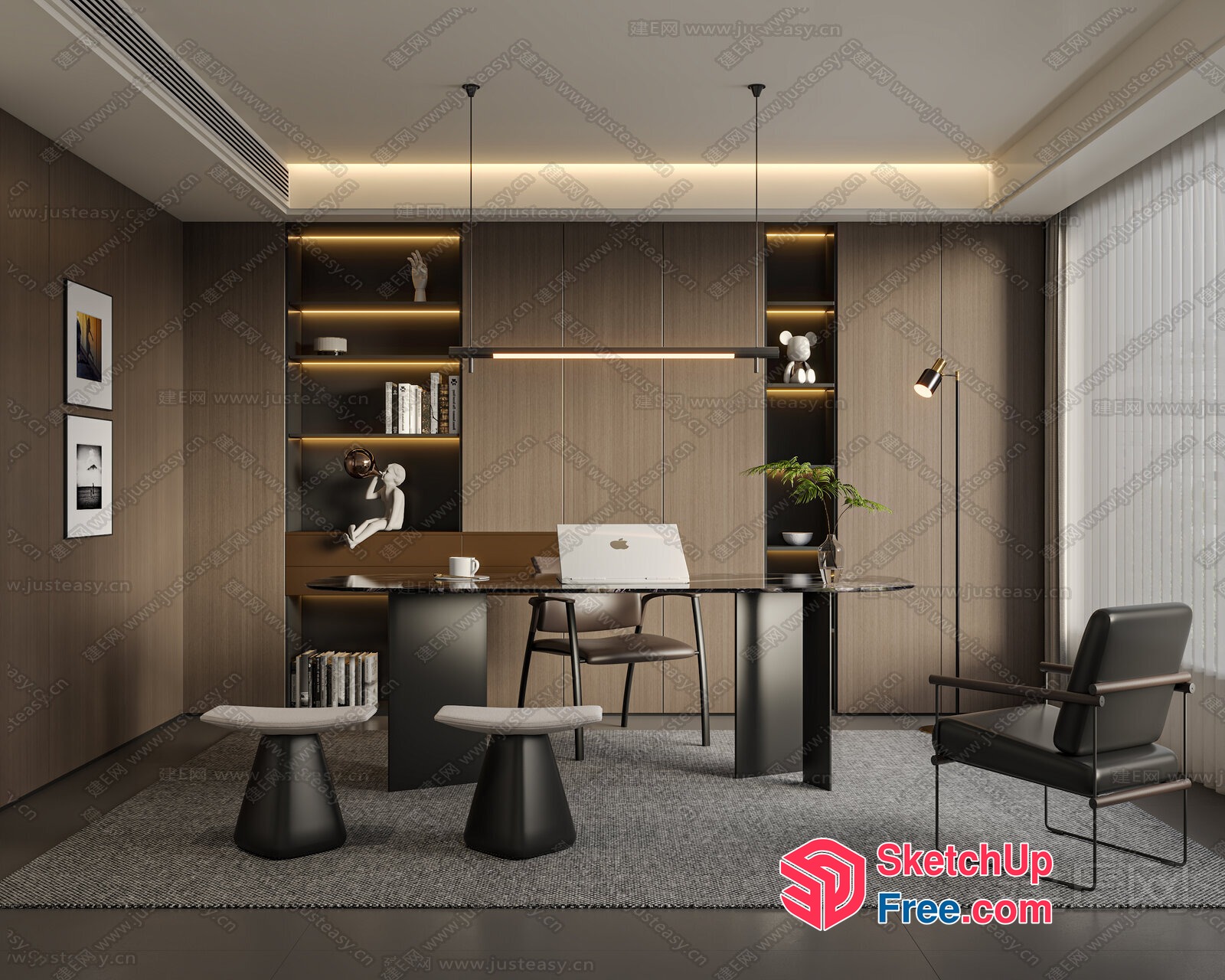 Modern Office Space With Minimalist Furniture 3D SketchUp File