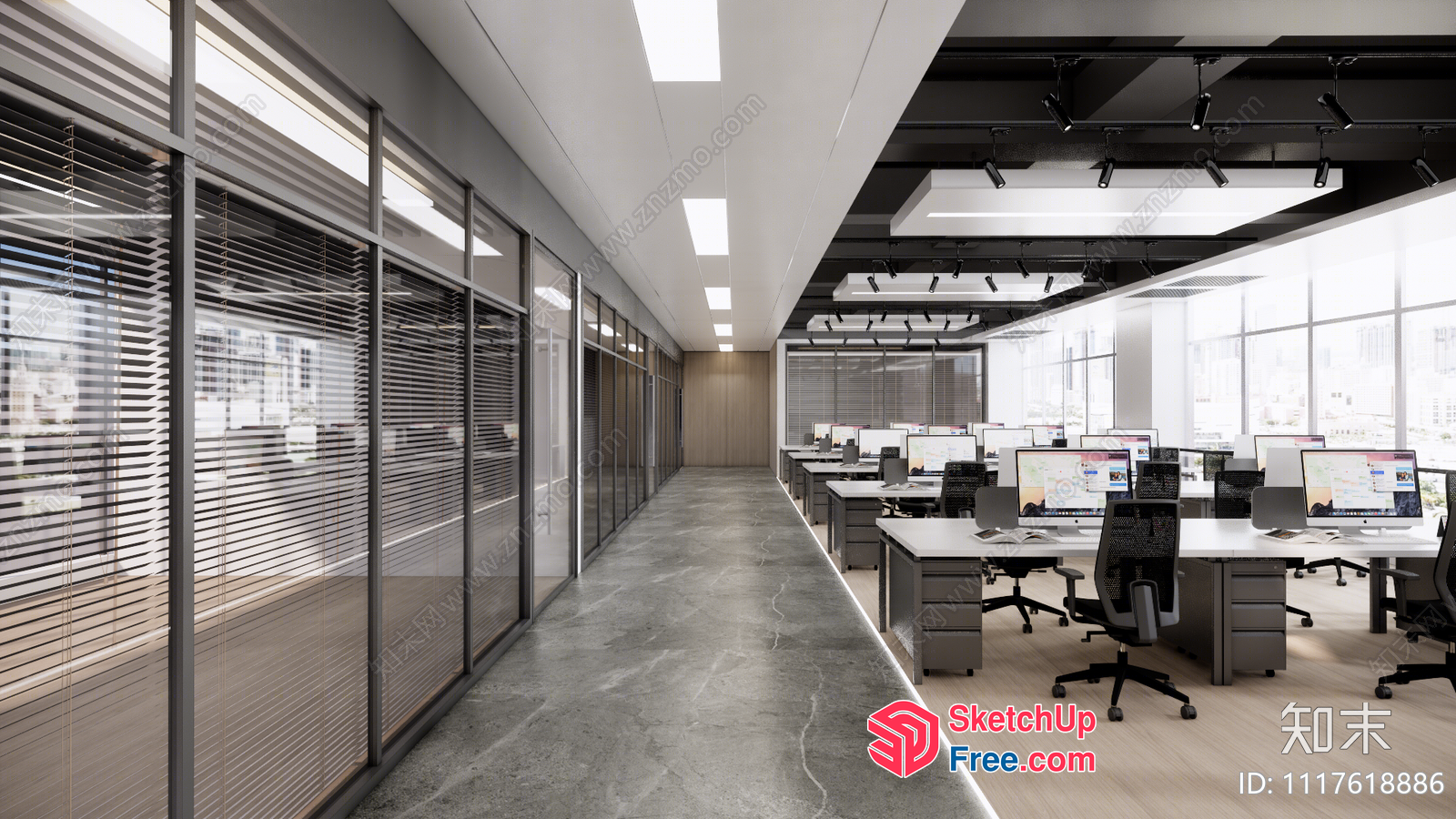 Modern Office Space With Sleek Furniture And Natural Lighting 3D SketchUp File
