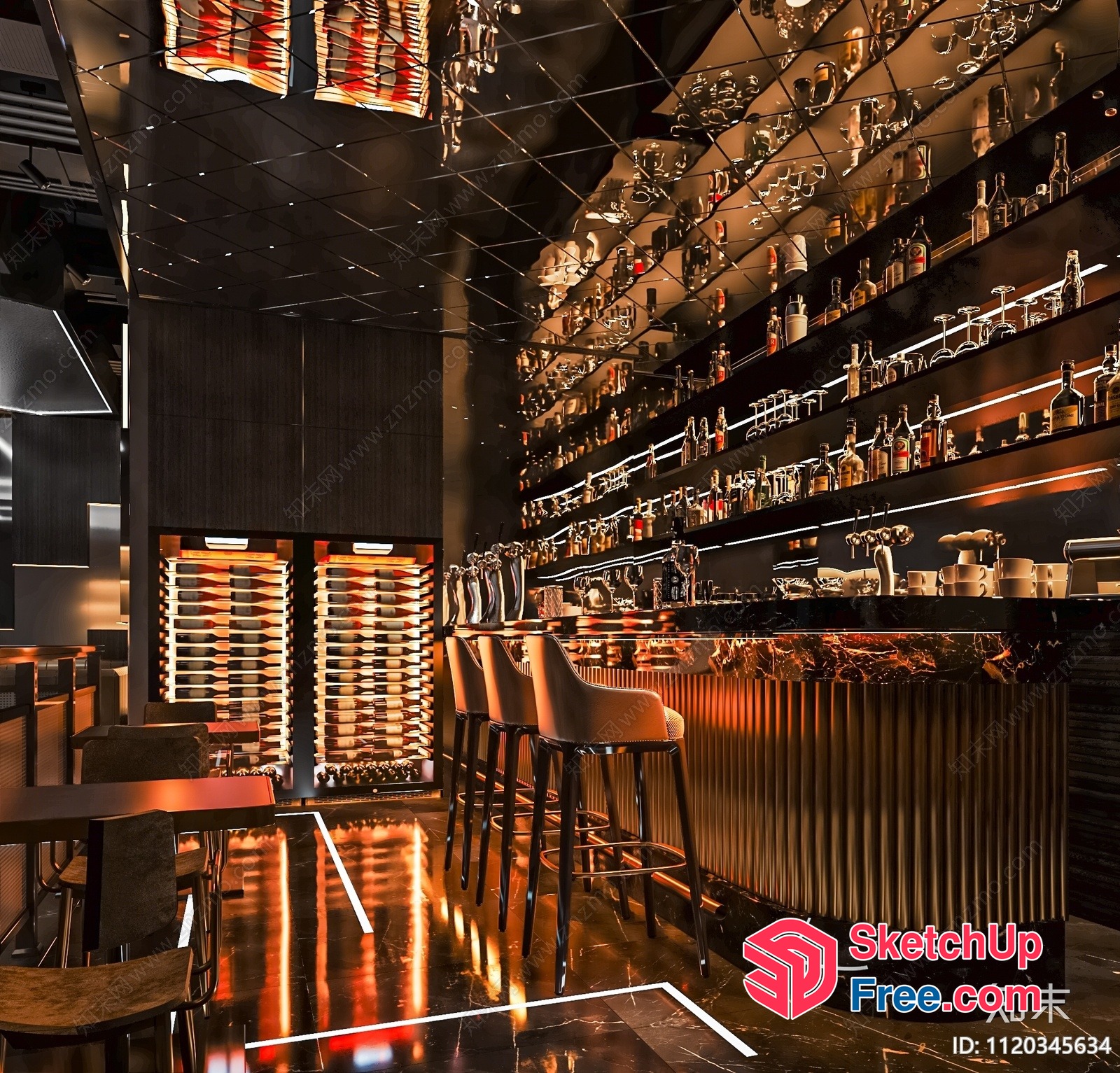 Modern Bar Interior With Sleek Decor 3D SketchUp File