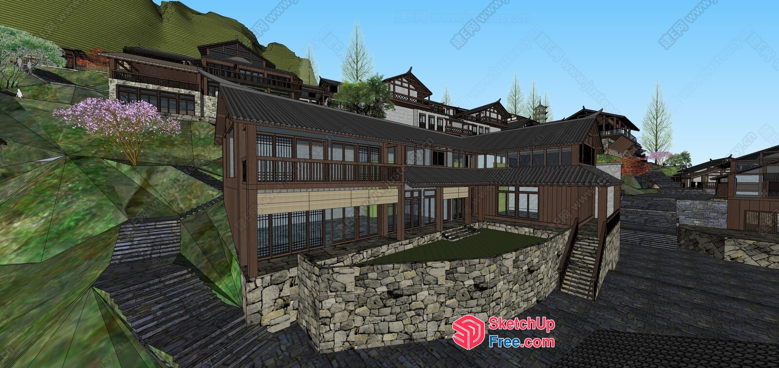 Traditional Japanese Style Villa Exterior 3D SketchUp File