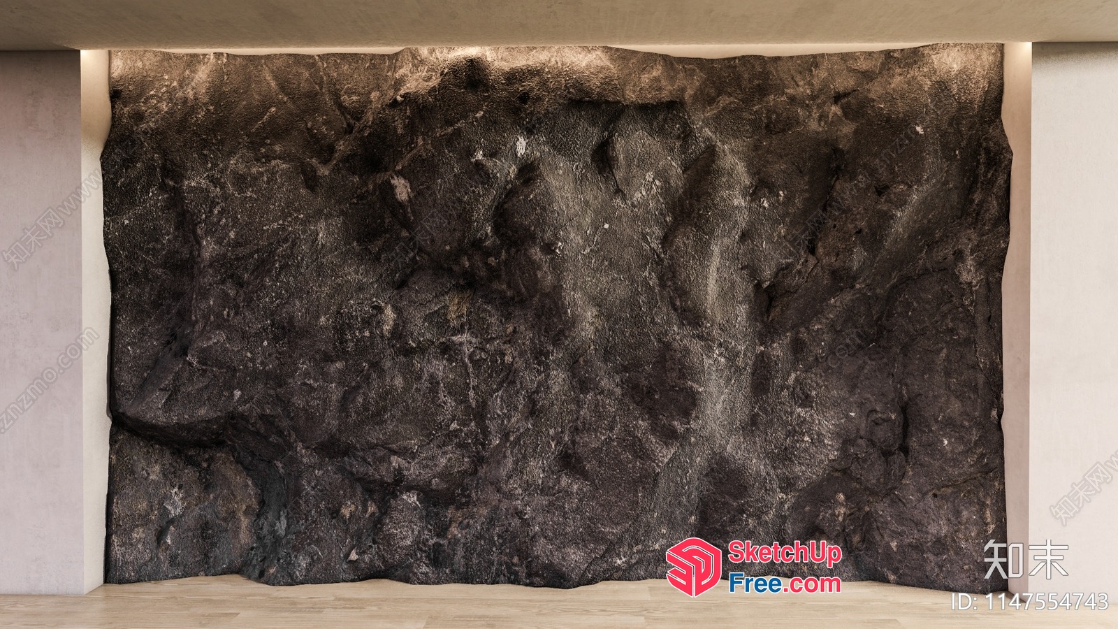 Large Black Rock Feature Wall 3D SketchUp File