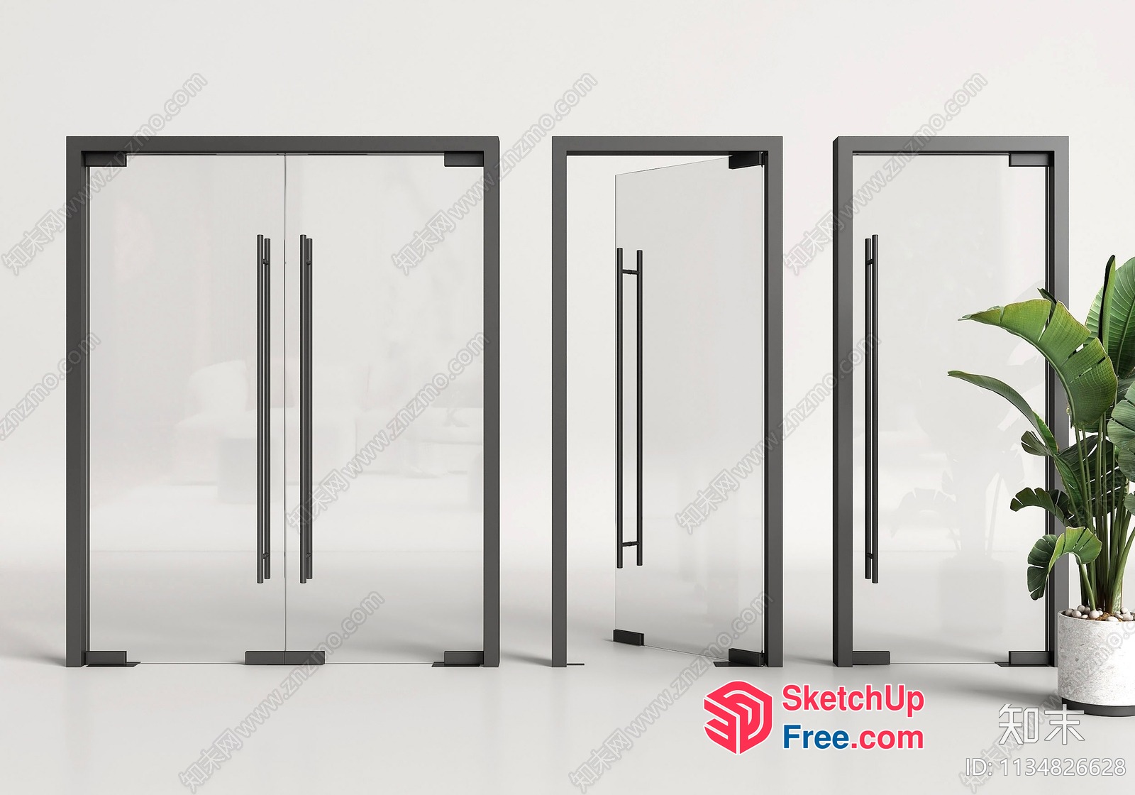 Glass Door And Window Interior 3D SketchUp File