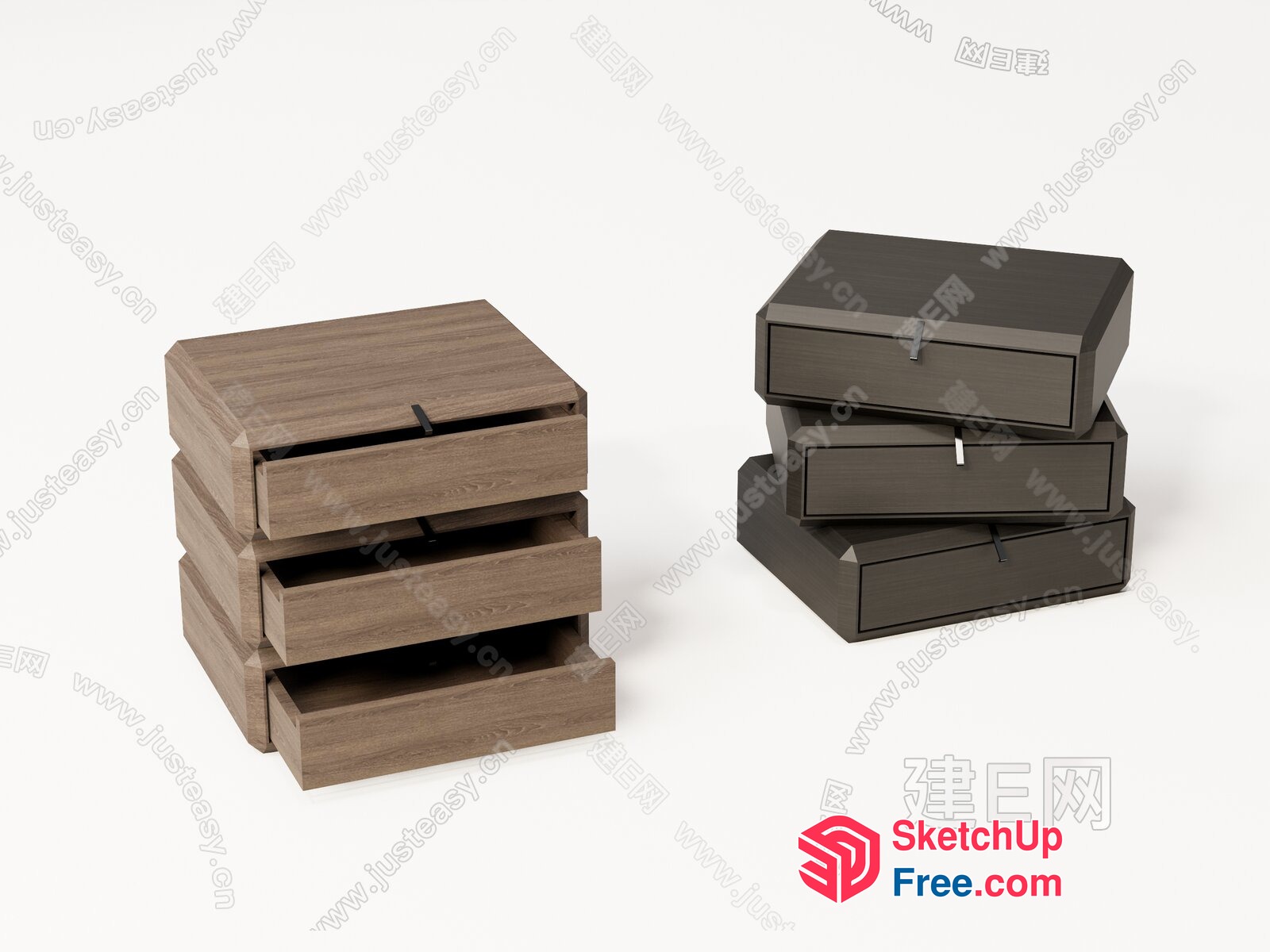 Stacked Wooden And Dark Brown Furniture Pieces 3D SketchUp File