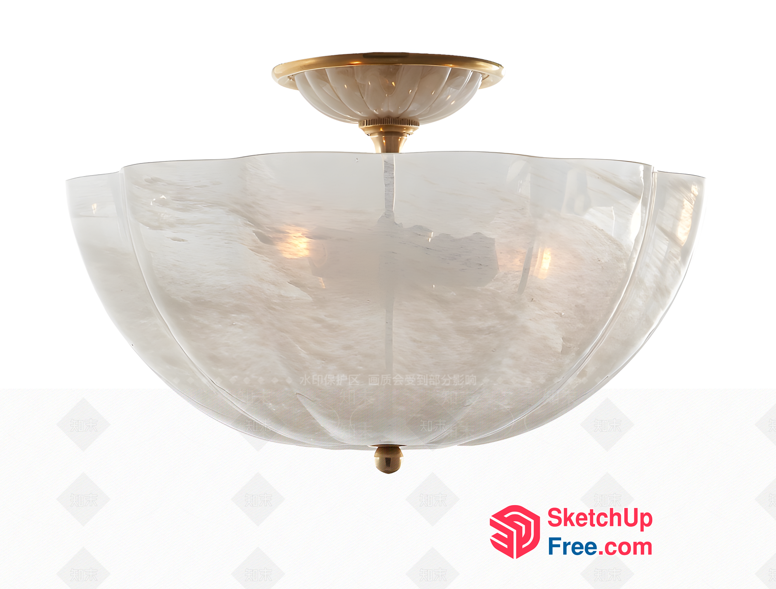 Elegant Glass Ceiling Fixture With Gold Trim 3D SketchUp File