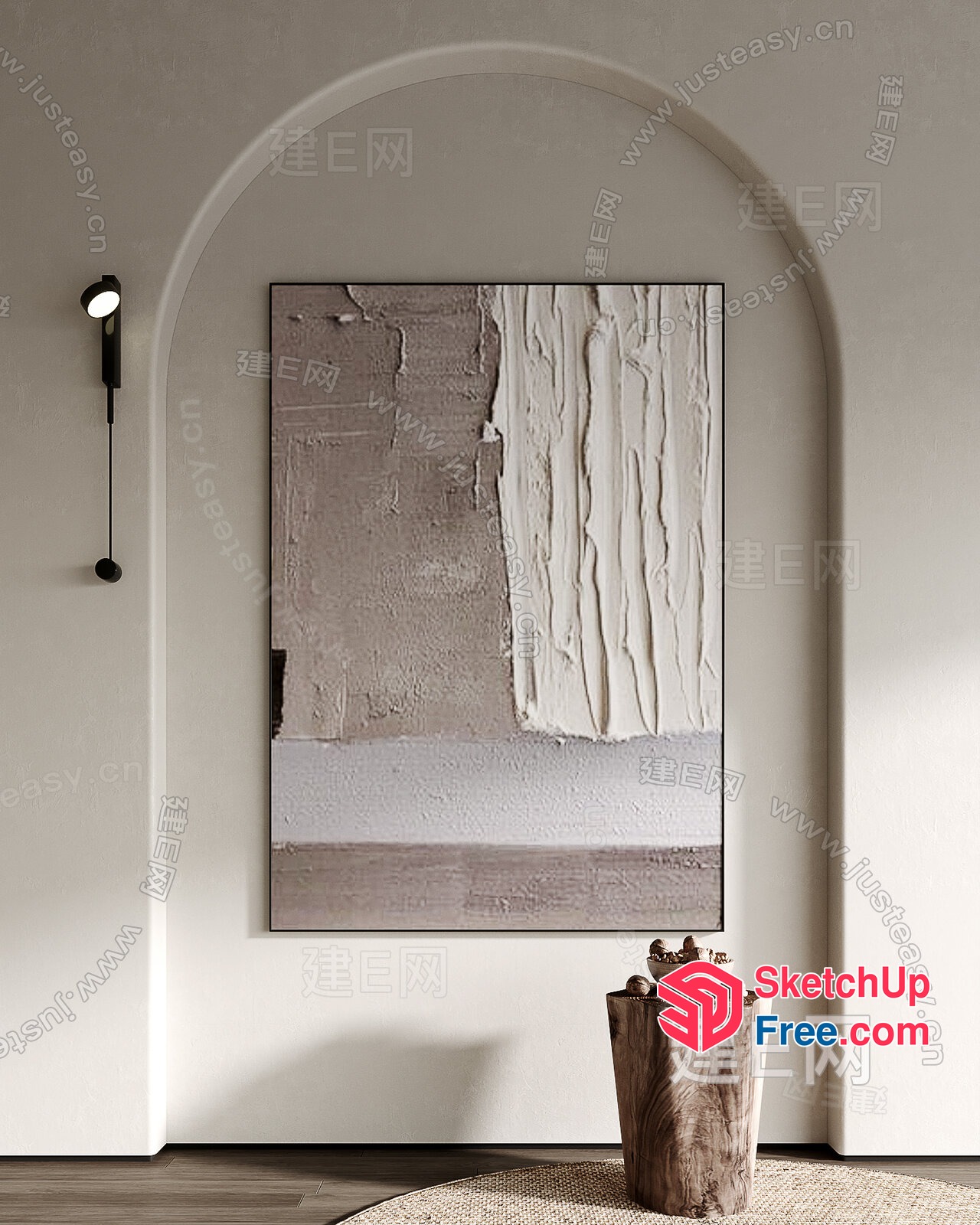 Neutral-Toned Textured Wall Art 3D SketchUp File