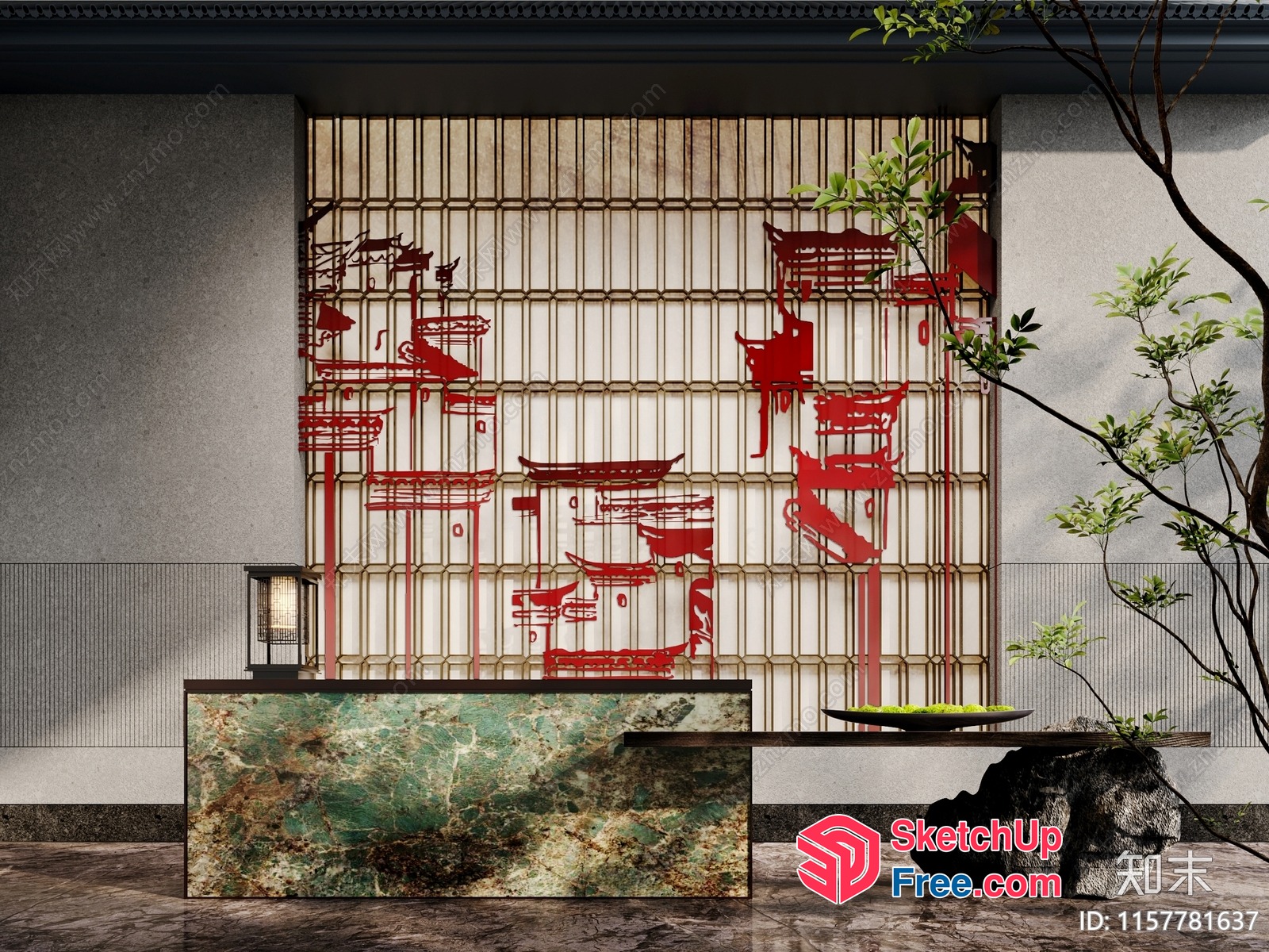 Elegant Asian-Inspired Interior Design With Traditional Chinese Elements 3D SketchUp File