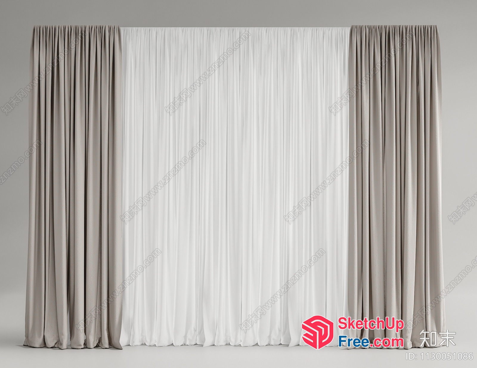 Elegant White Curtain Partition Screen 3D SketchUp File