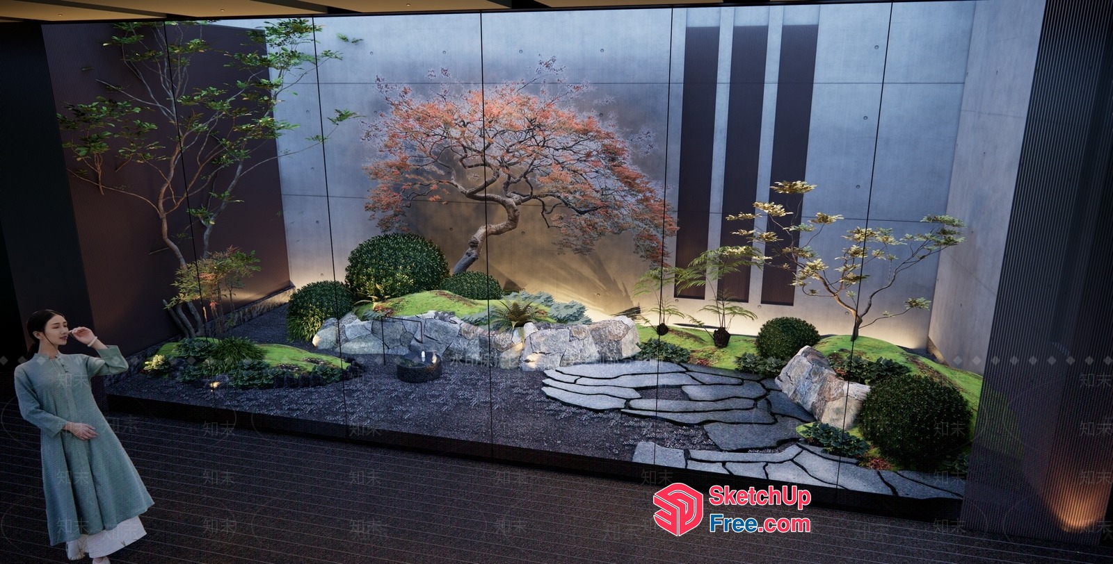 Modern Japanese-Inspired Landscape Design 3D SketchUp File