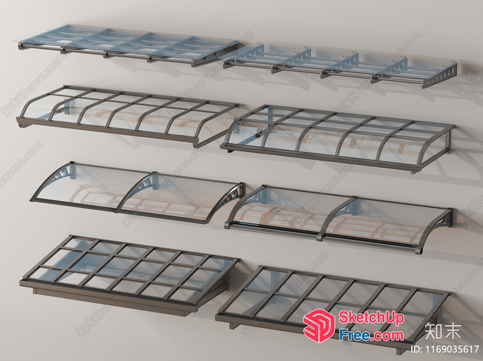 Glass Curtain Wall With Railing 3D SketchUp File