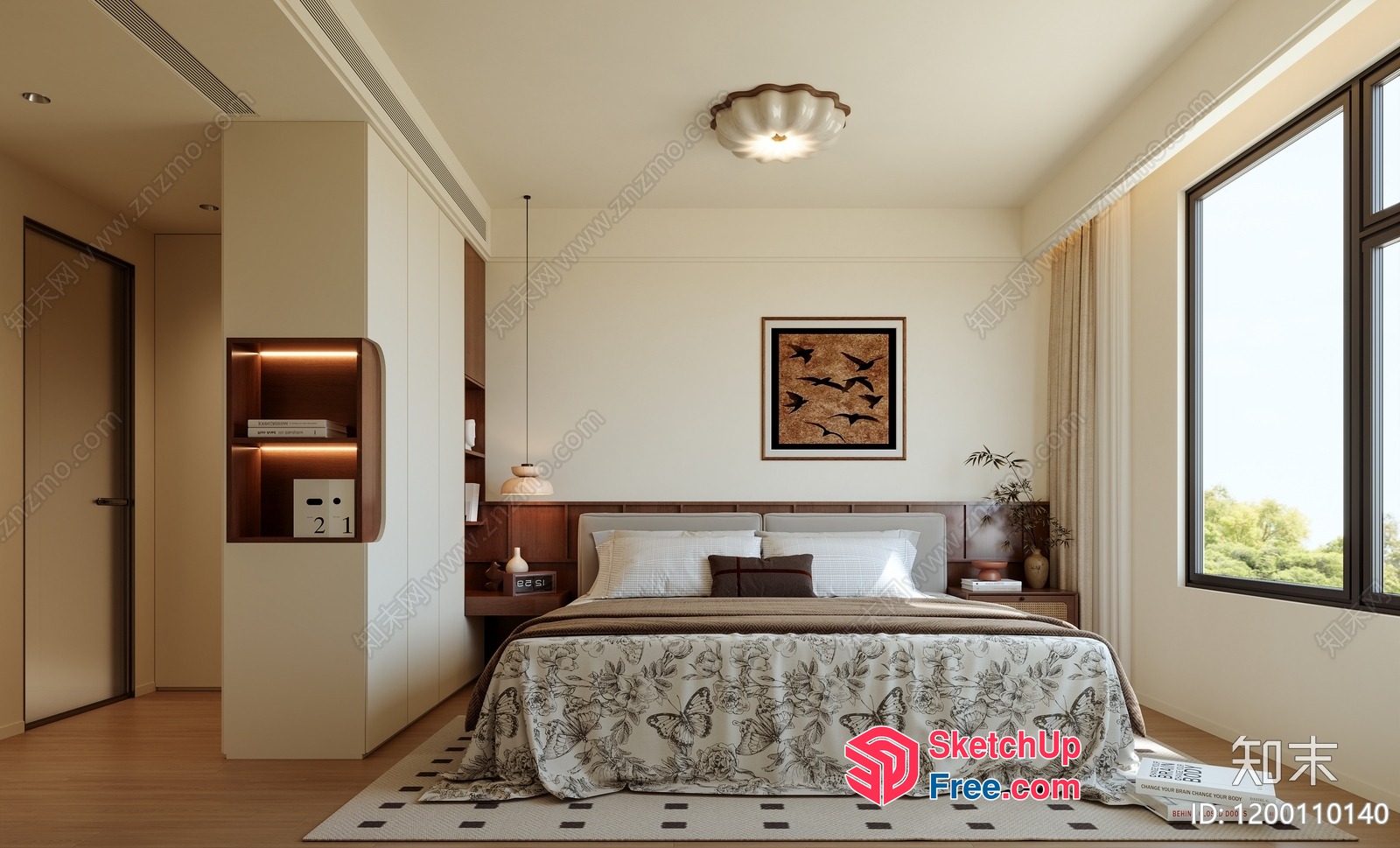 Modern Minimalist Bedroom With Natural Light And Earthy Tones 3D SketchUp File