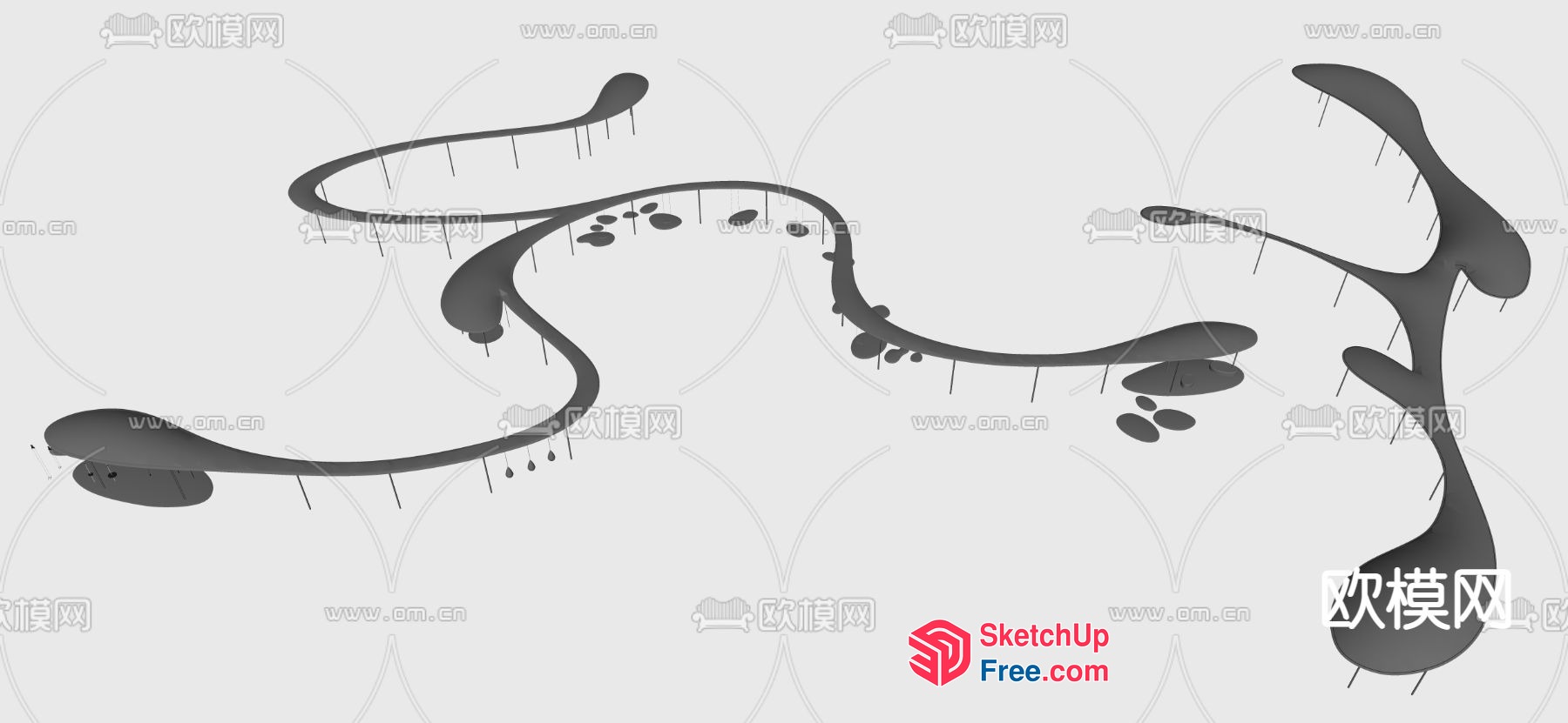 Abstract Fluid Shapes 3D SketchUp File