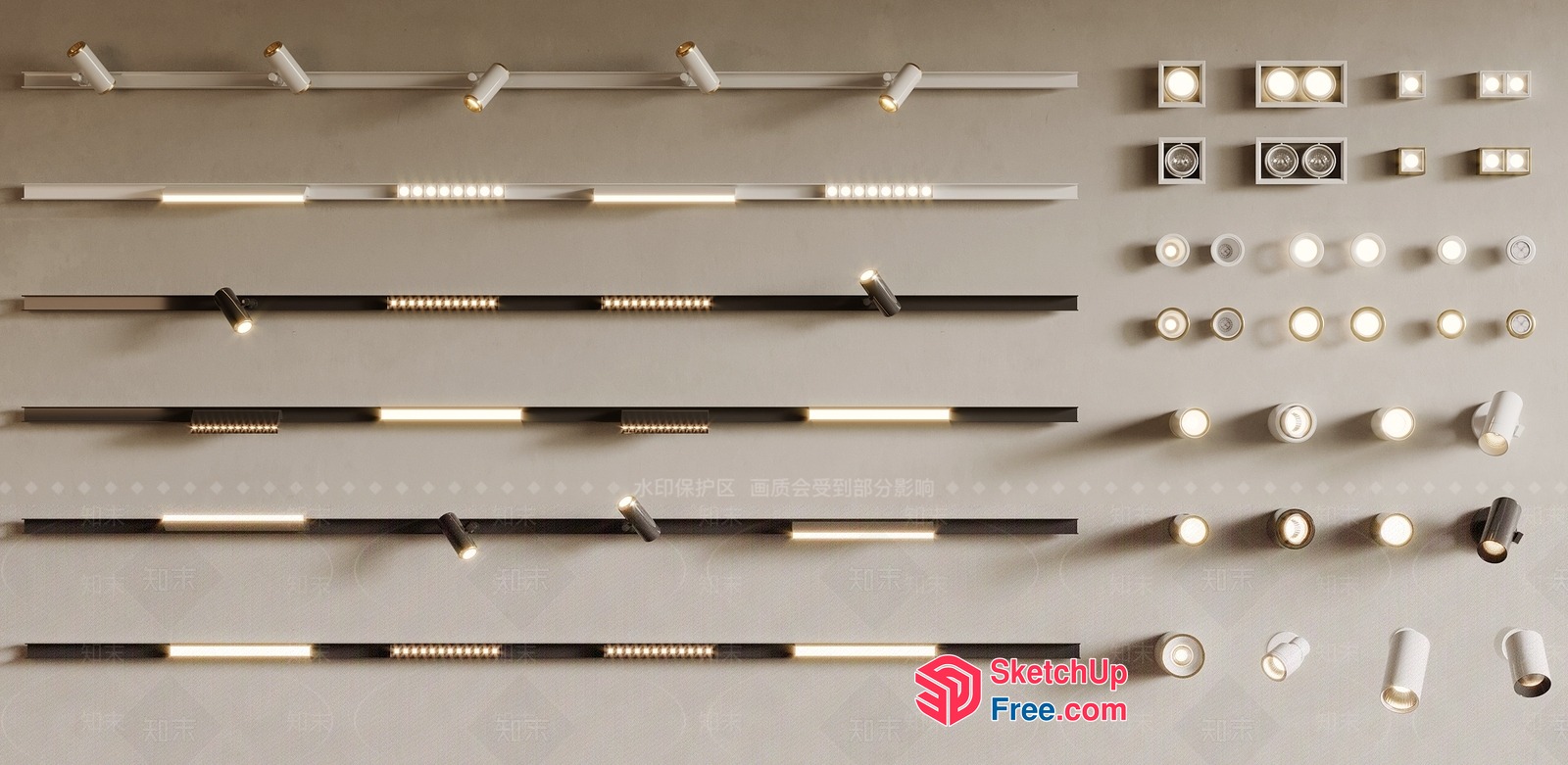 Modern Light Fixtures On A Beige Wall 3D SketchUp File