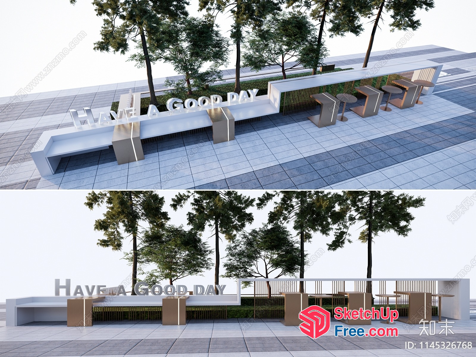 A Serene Outdoor Seating Area With A Message 3D SketchUp File