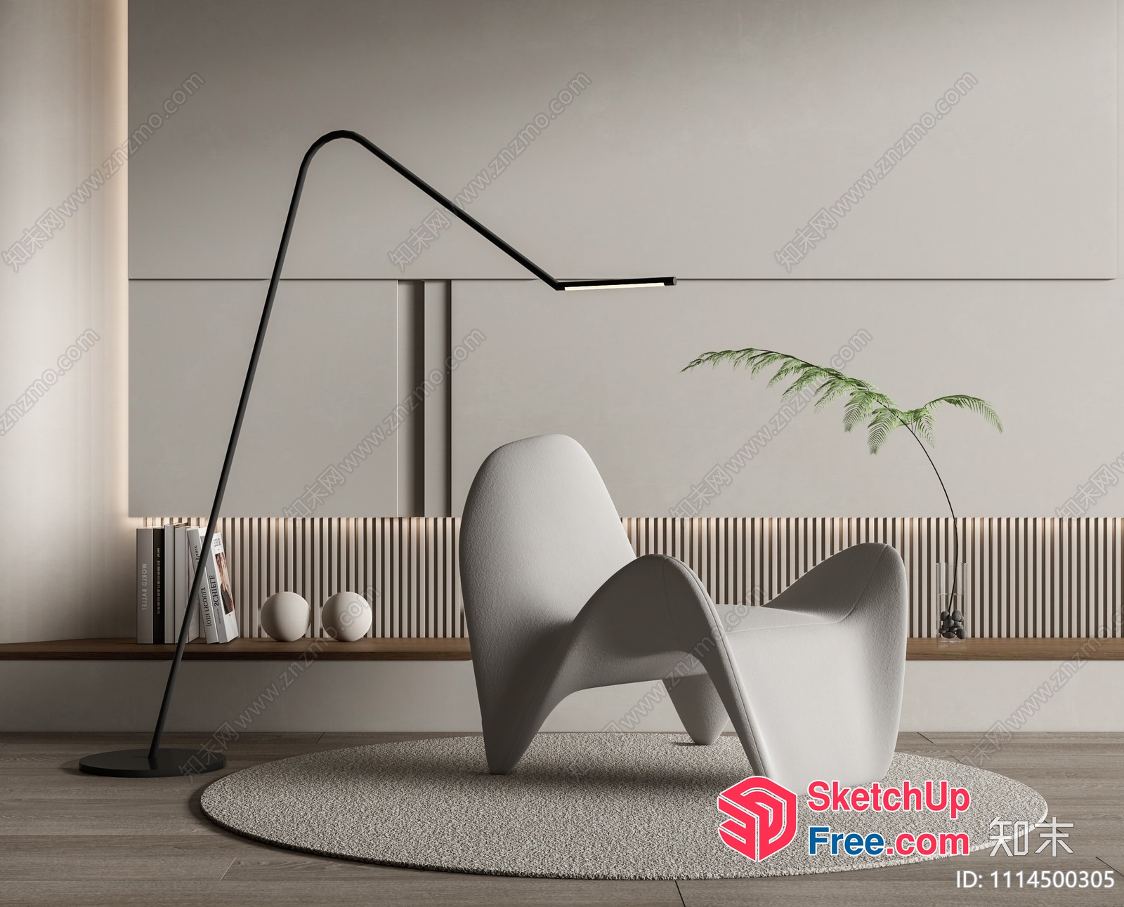 Minimalist Modern Interior With Creamy Style 3D SketchUp File