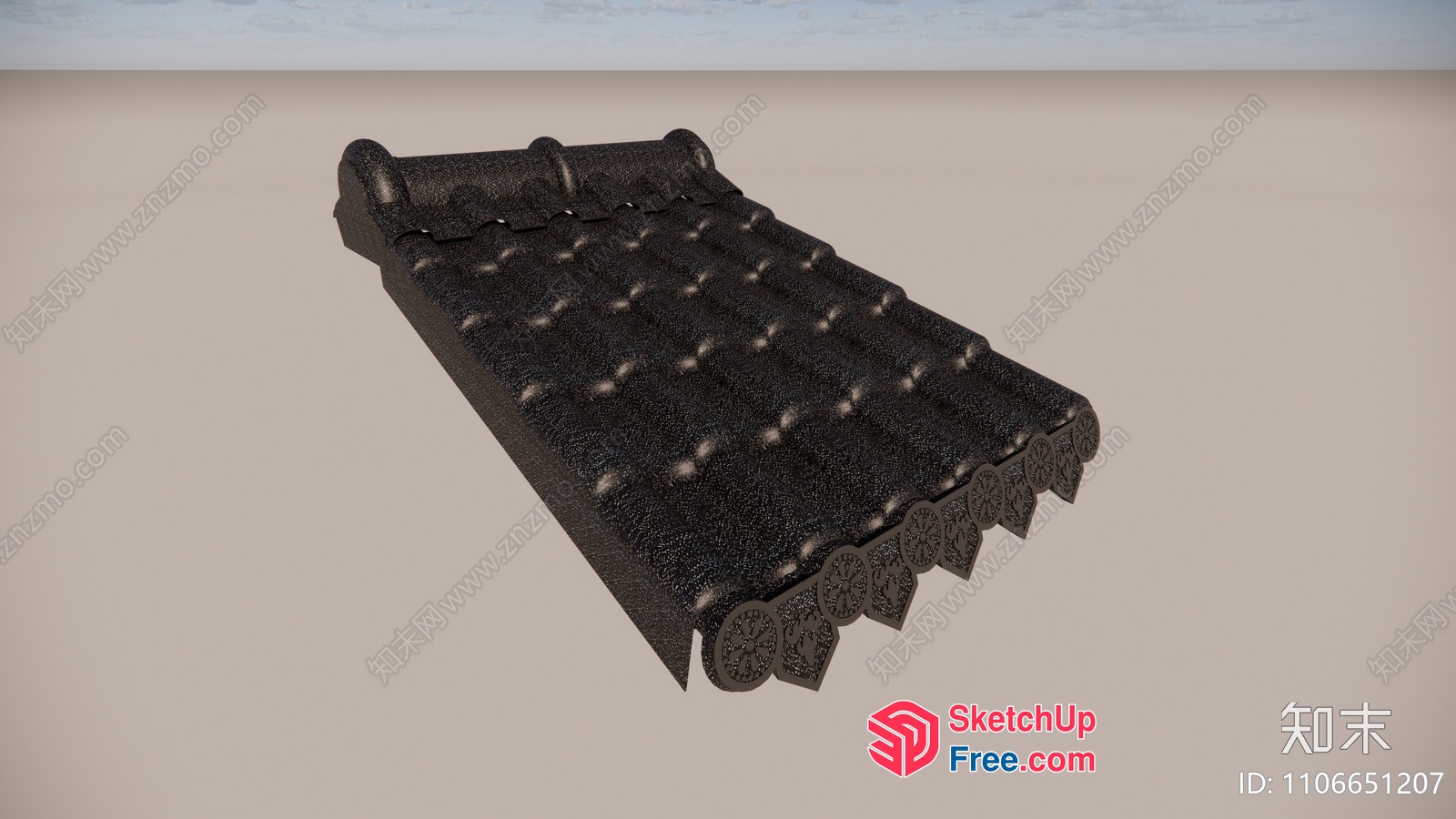 Decorative Black Bed Headboard 3D SketchUp File