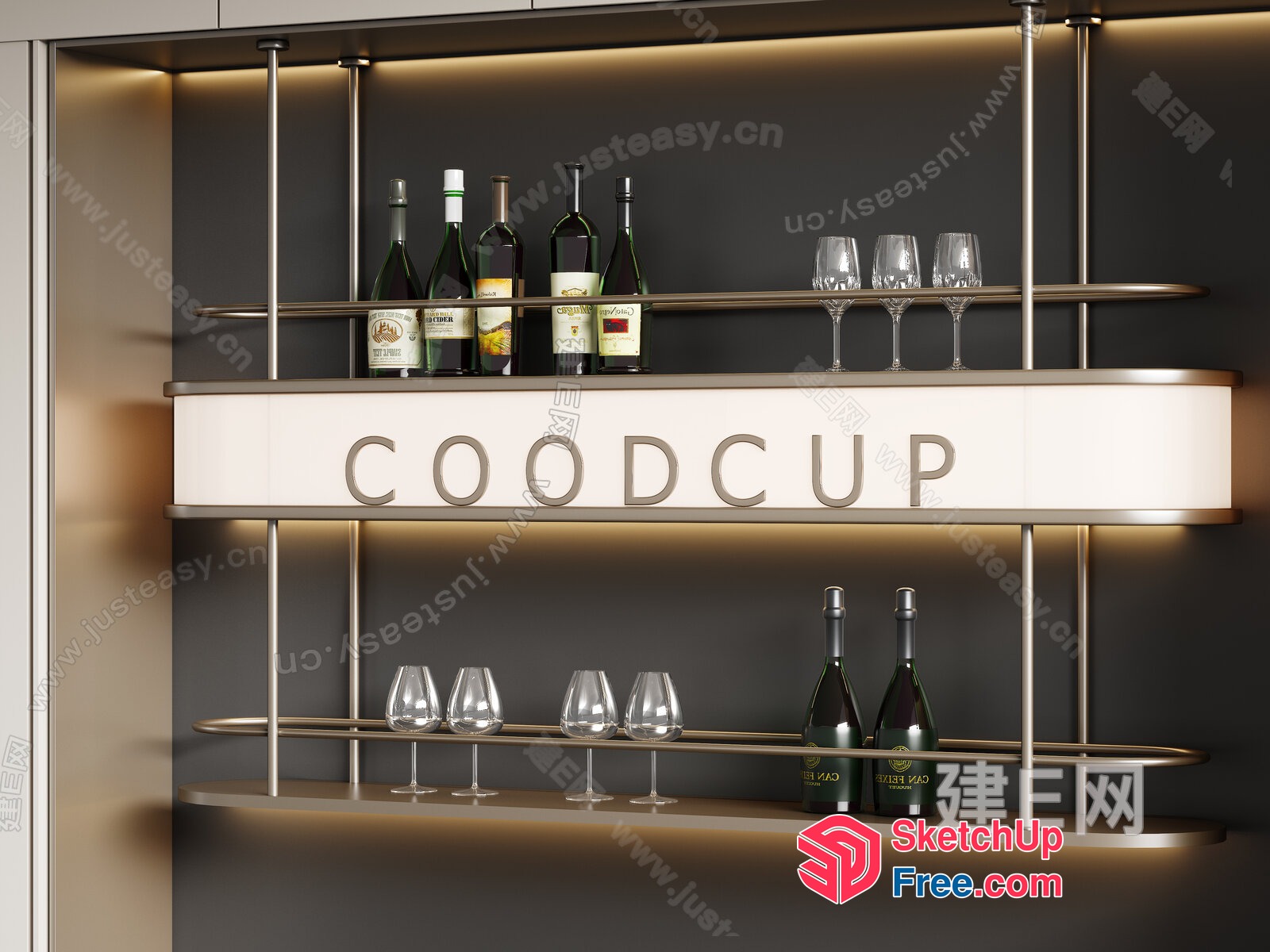 Elegant Wine Storage And Display 3D SketchUp File