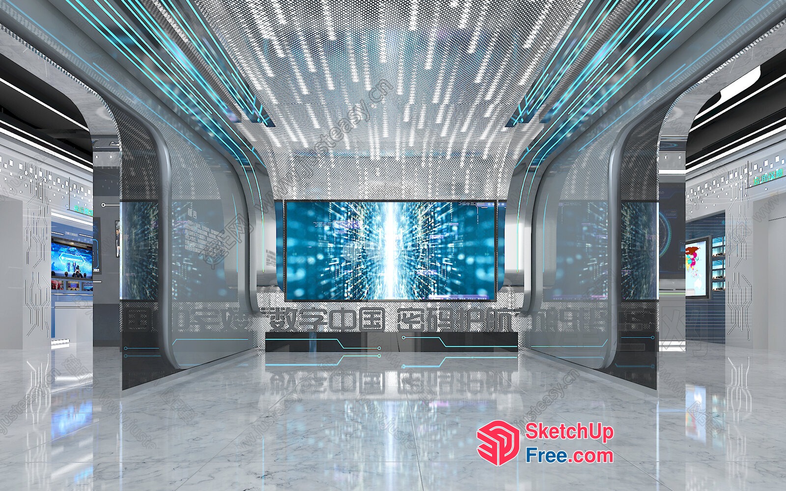 Futuristic High-Tech Interior Design 3D SketchUp File